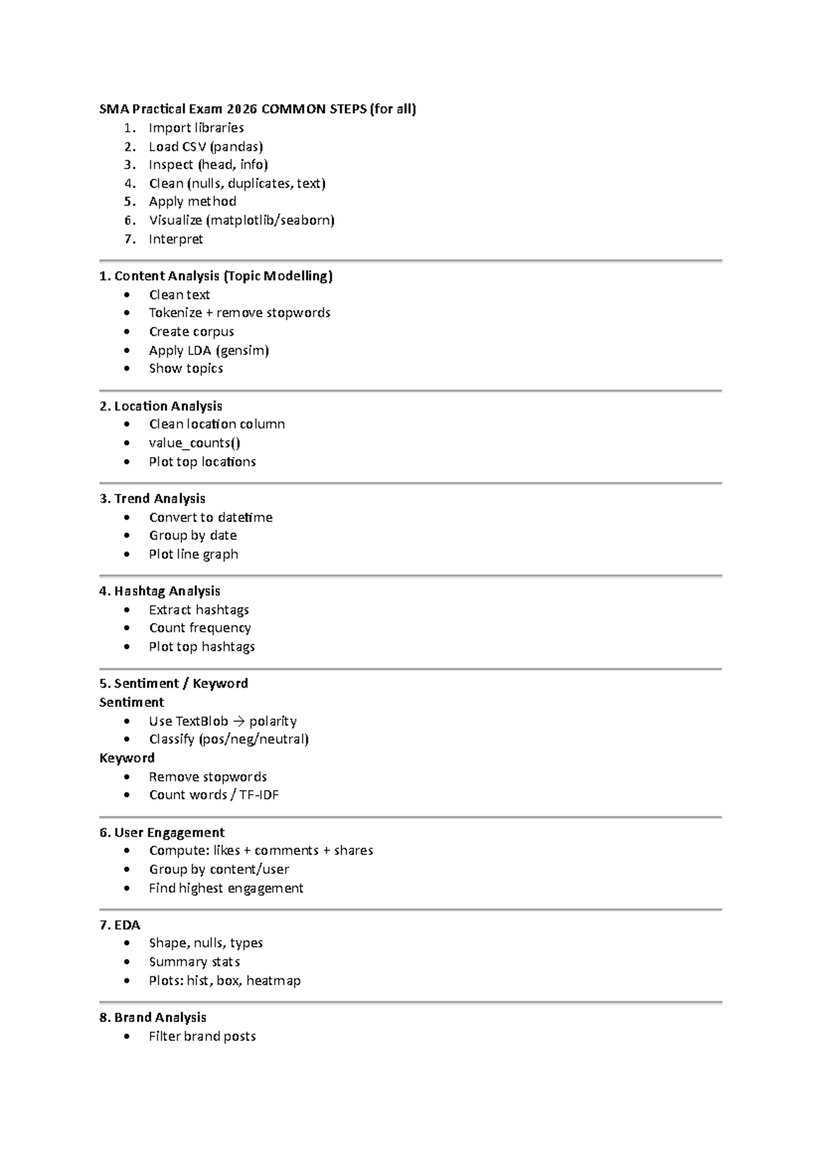 SMA Practical Exam 2026: Essential Steps for Data Analysis - Studocu