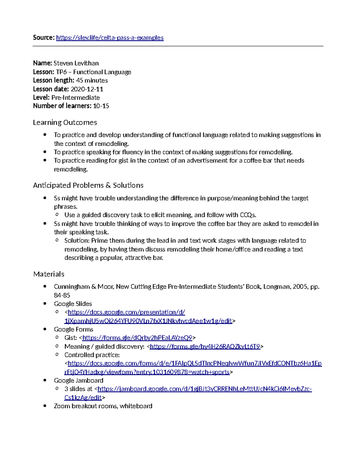 TP 6 - Functional Language: Suggestions for Remodeling Activities - Studocu