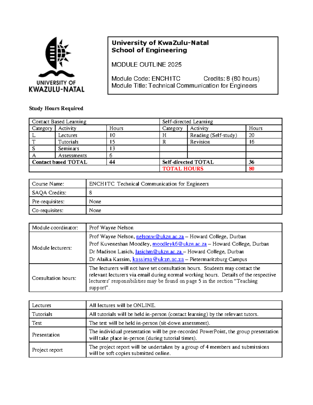 ENCH1TC Module Outline PMB 2025 V1 - Study Hours Required Contact Based ...
