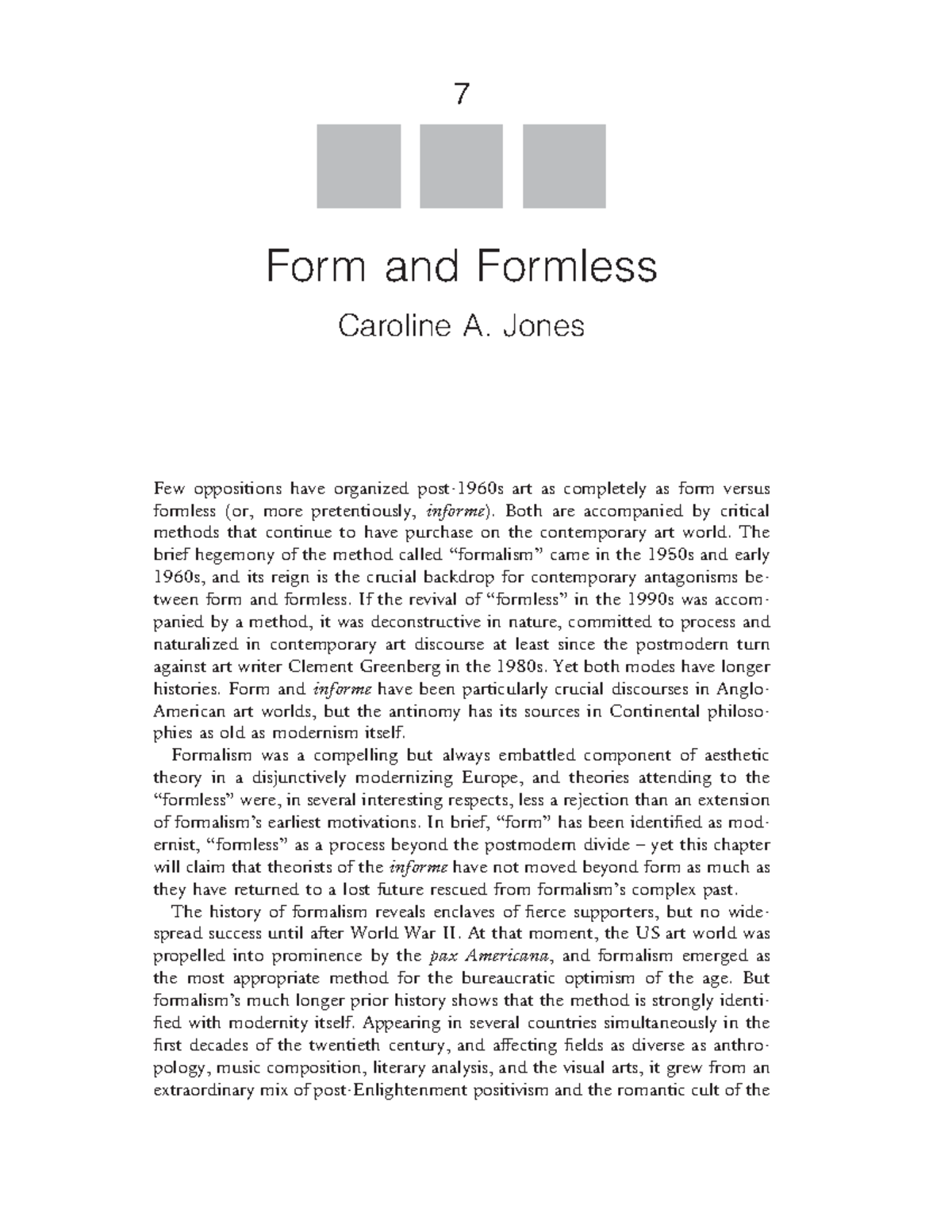 Lecture Notes on Form and Formless - Art Theory (ART 501) - Studocu