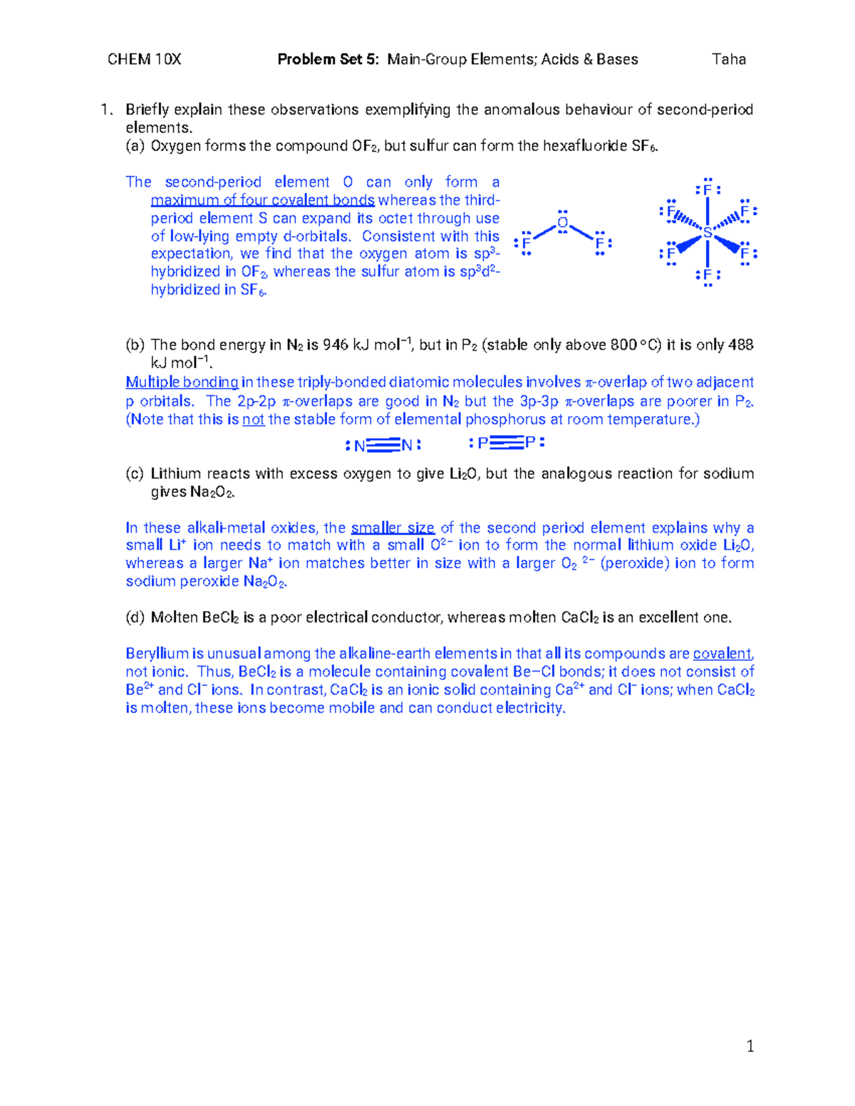CHEM 10X Problem Set 05 Solutions: Acids and Bases Analysis - Studocu