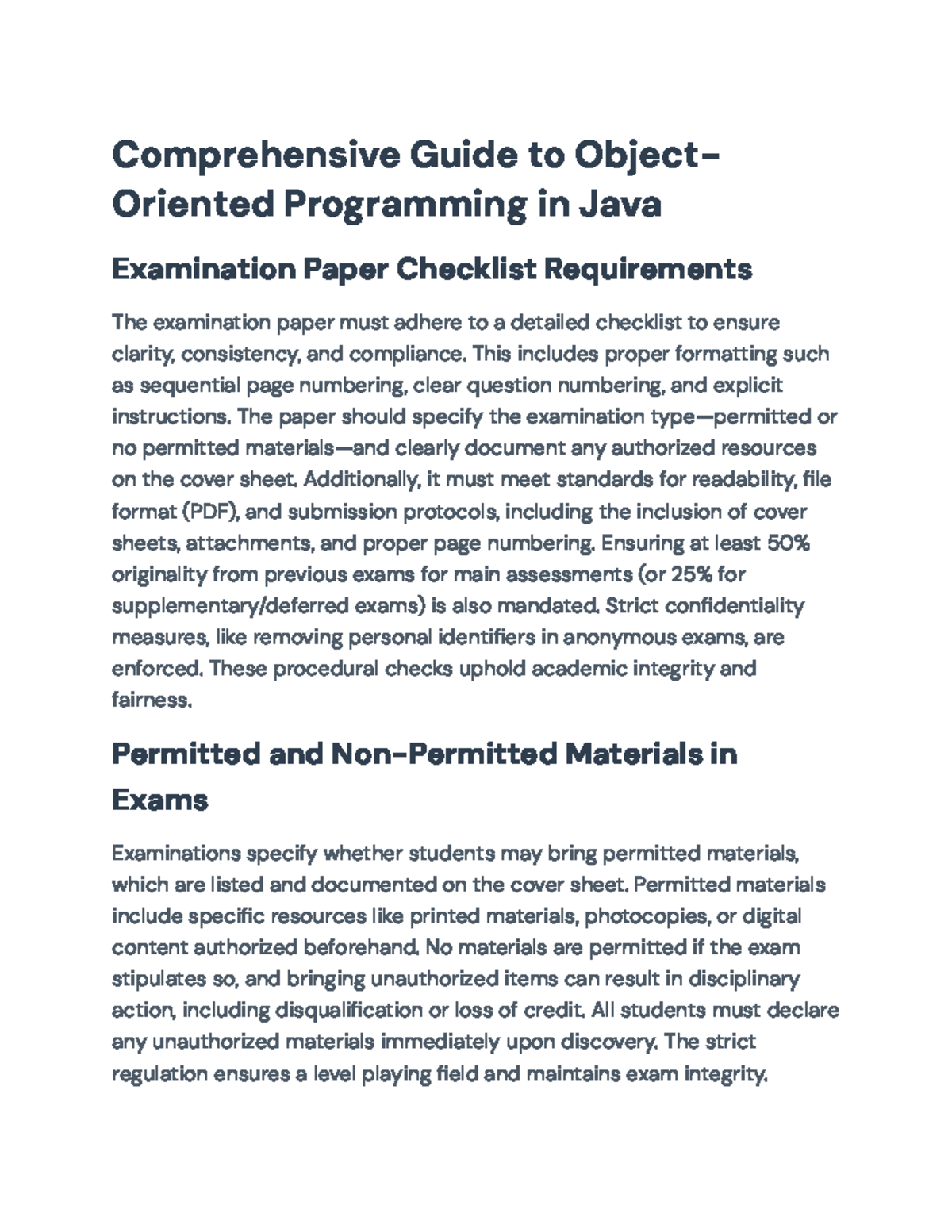 CITS2005 Final Exam: Comprehensive Guide to Java OOP Principles - Studocu