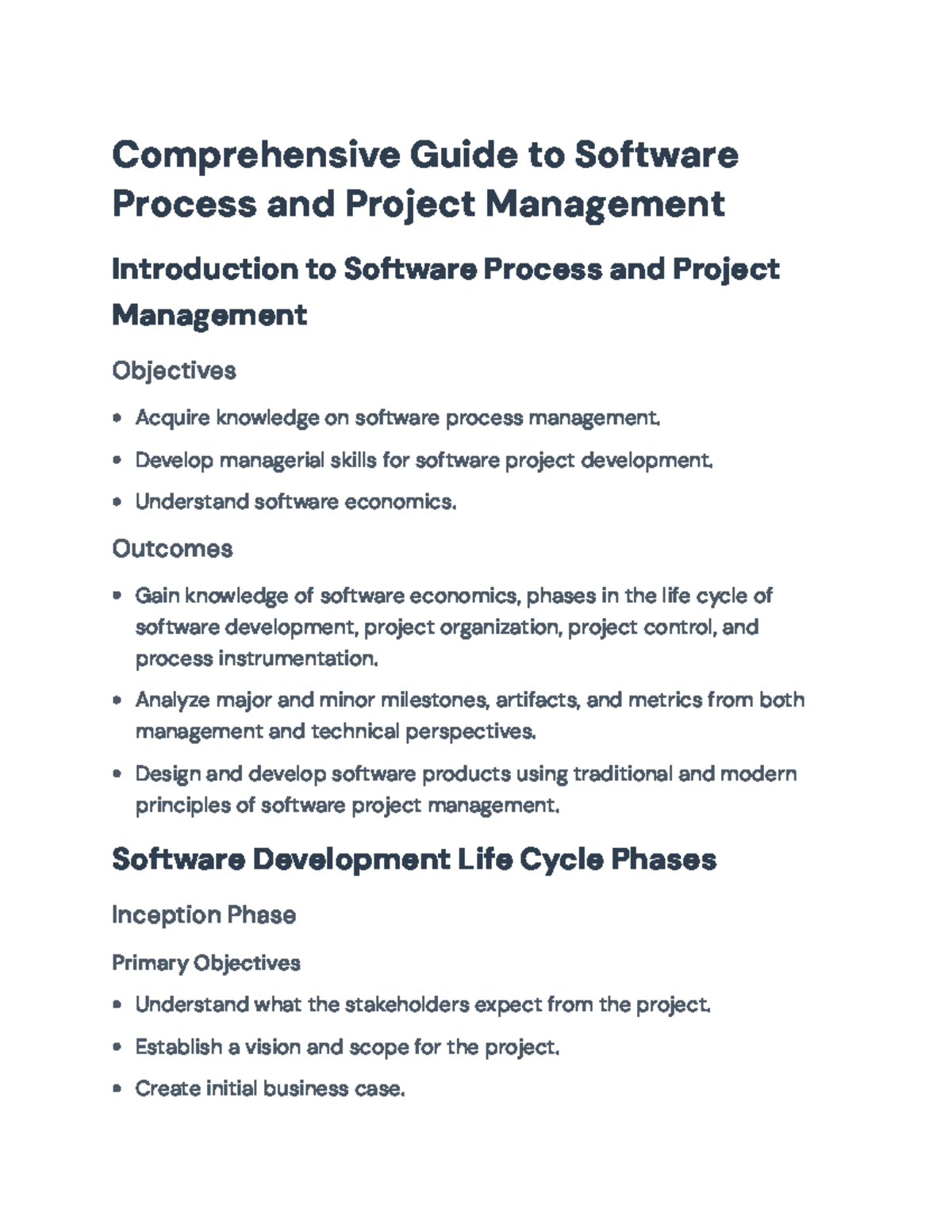 Comprehensive Guide to Software Process and Project Management ...