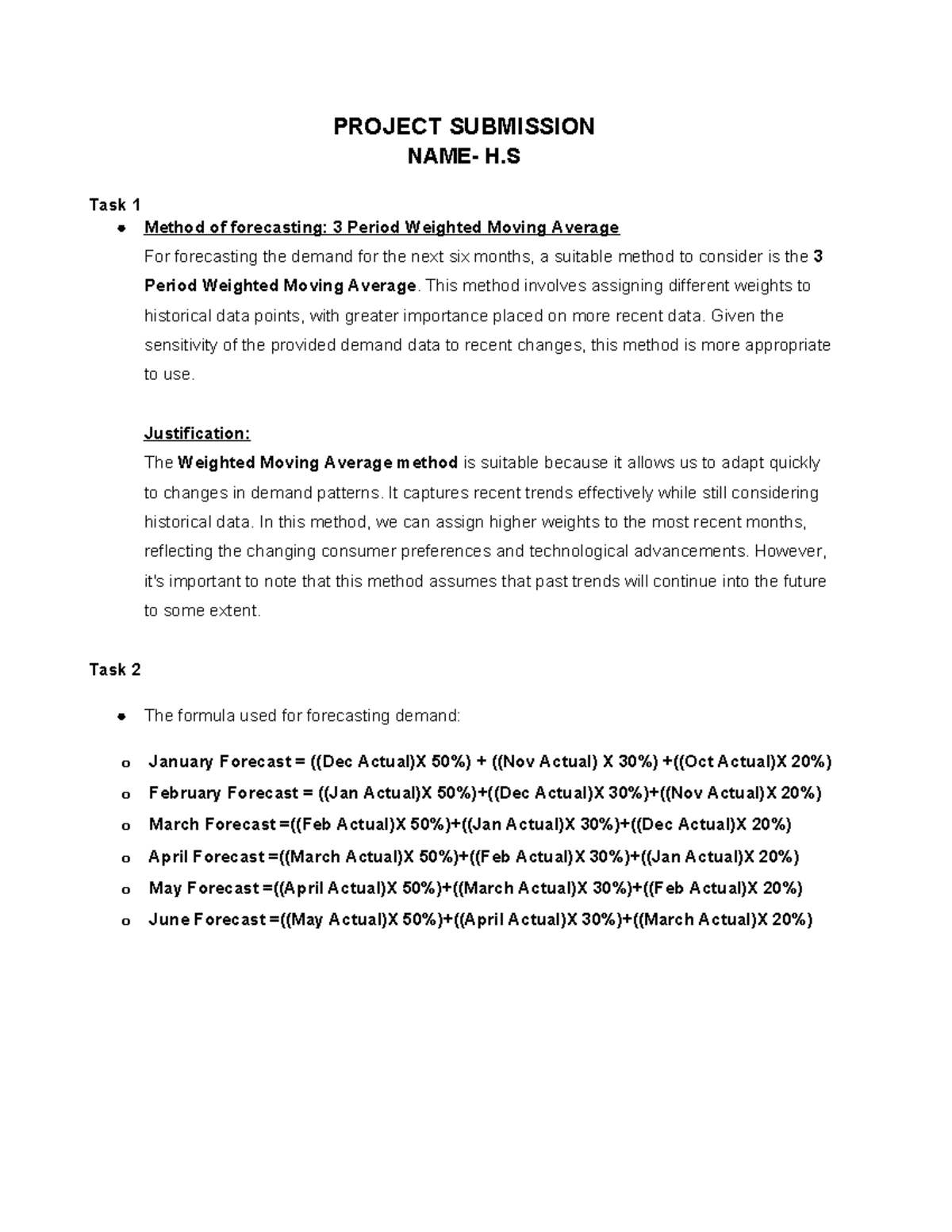 Opscm Project Submission - 2023-24 HS: Demand Forecasting Analysis ...