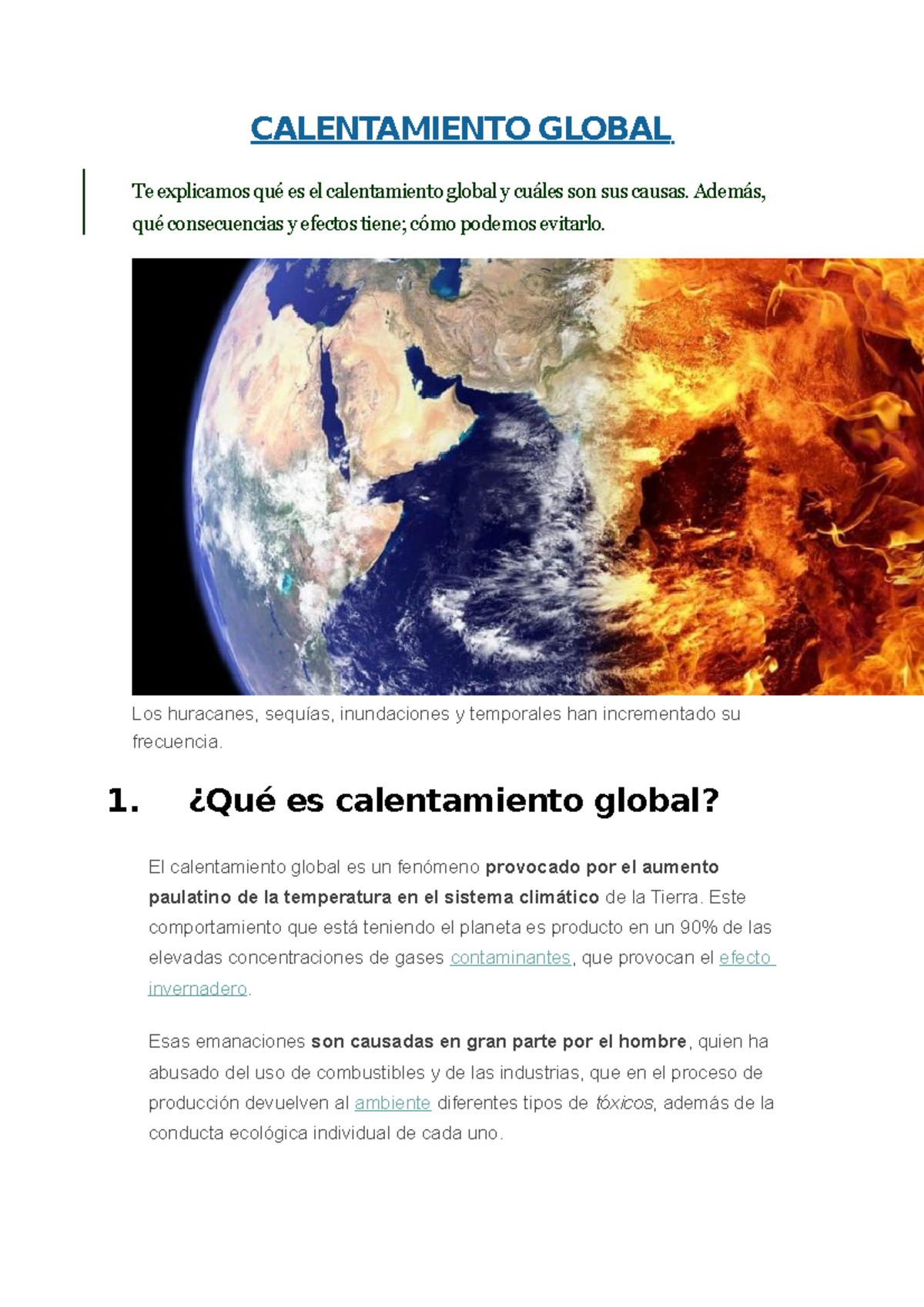 Lista De Causas Del Calentamiento Global Creadas Por El Hombre