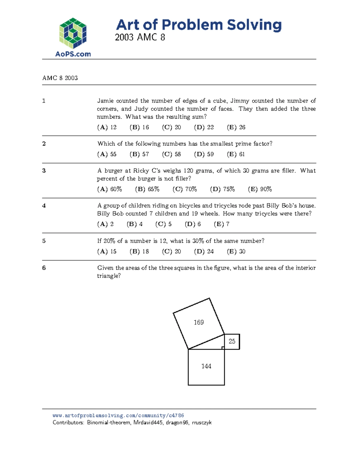2000 AMC 8 Practice Problems and Solutions - Studocu