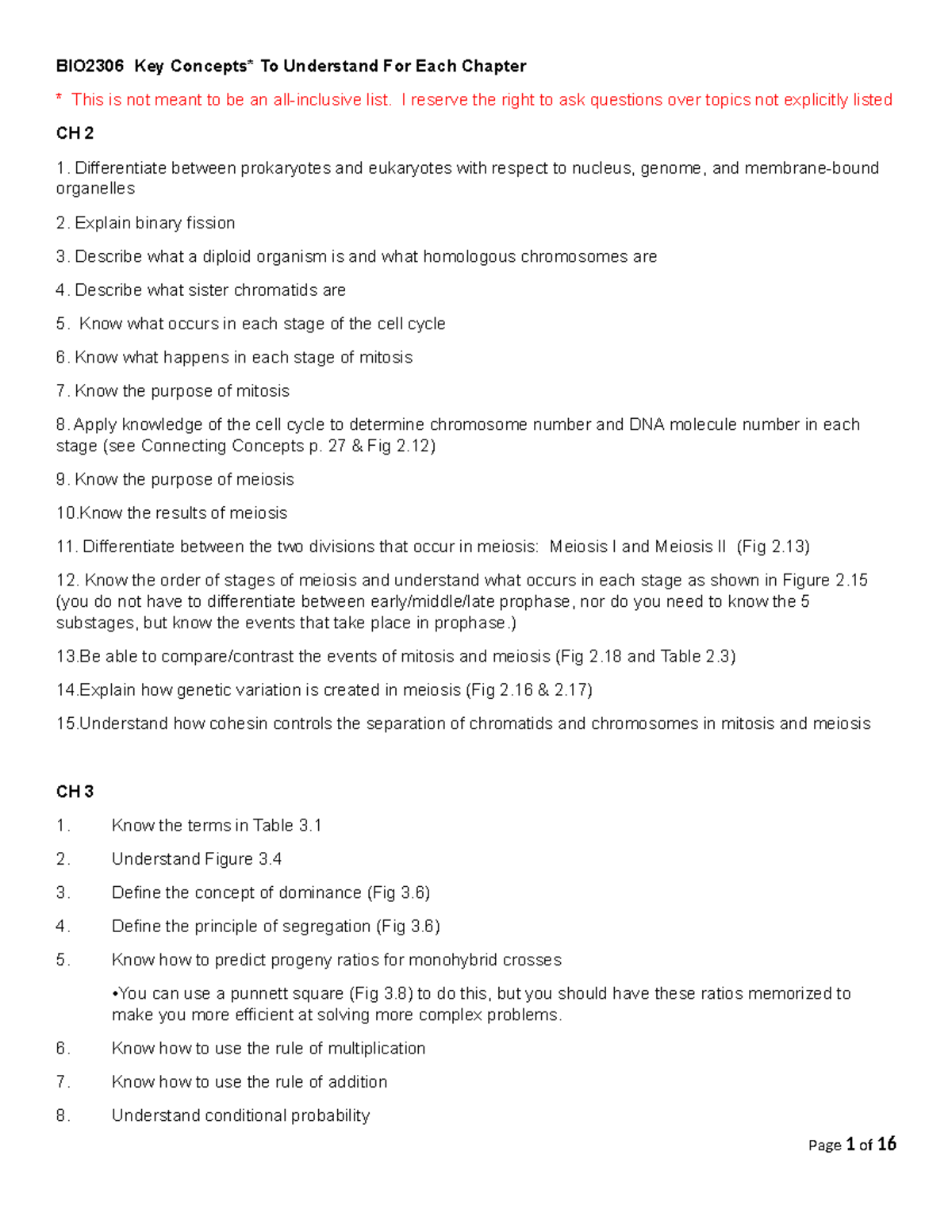 BIO 2306 Final Exam Key Concepts Review for Chapters 2-24 - Studocu