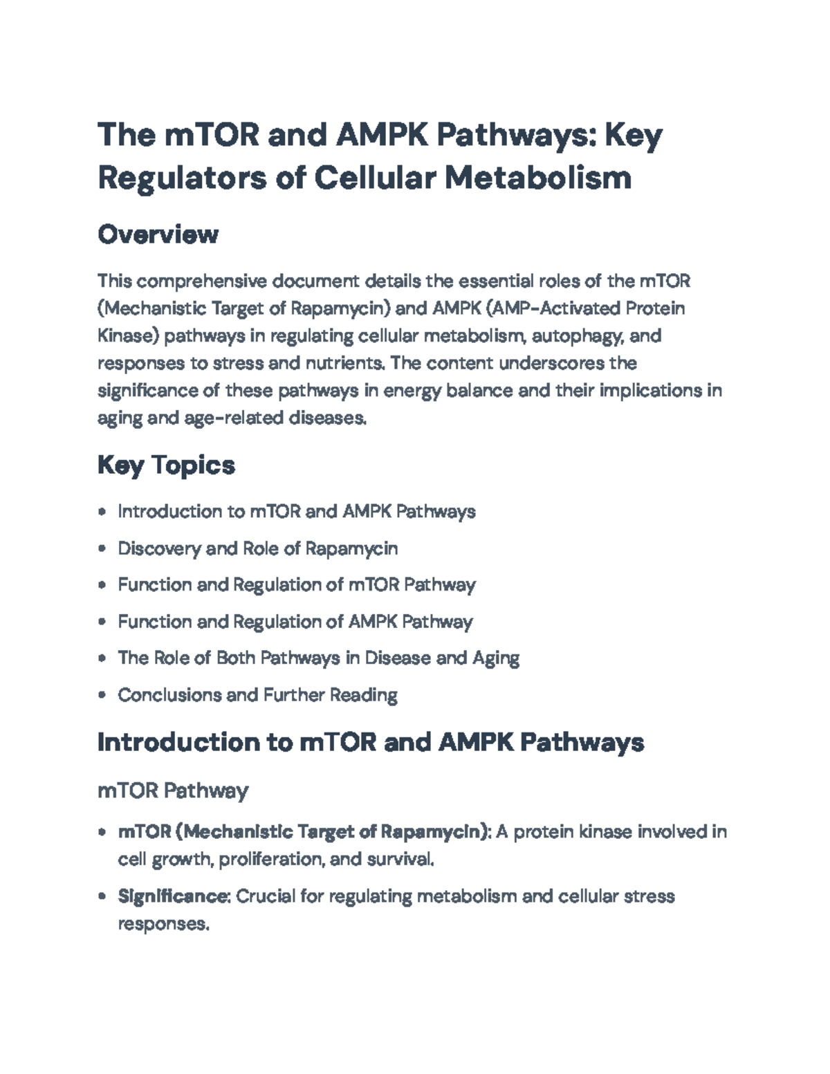 The mTOR & AMPK Pathways: Regulators of Metabolism & Aging Overview ...