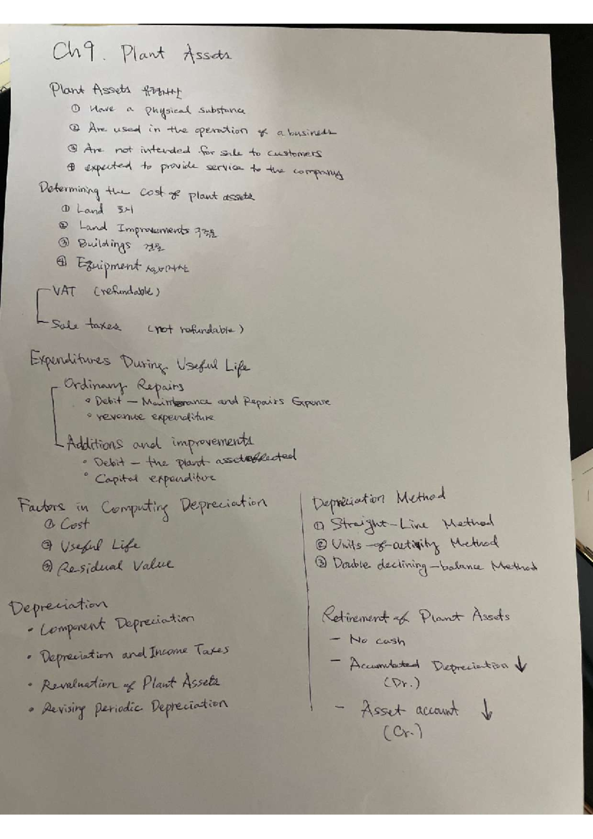Chapter 9 Summary: Plant Assets & Depreciation Methods (ACC 101) - Studocu