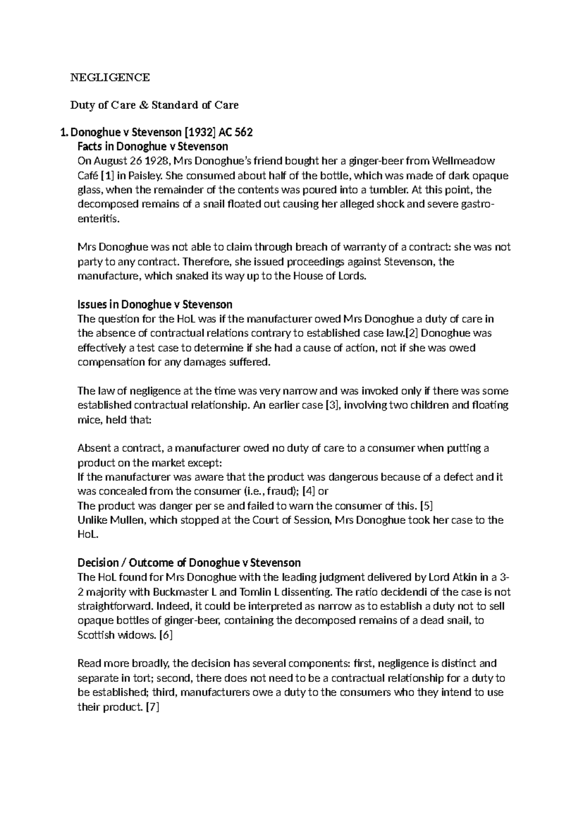 Negligence Case Studies: Key Principles and Landmark Judgments - Studocu