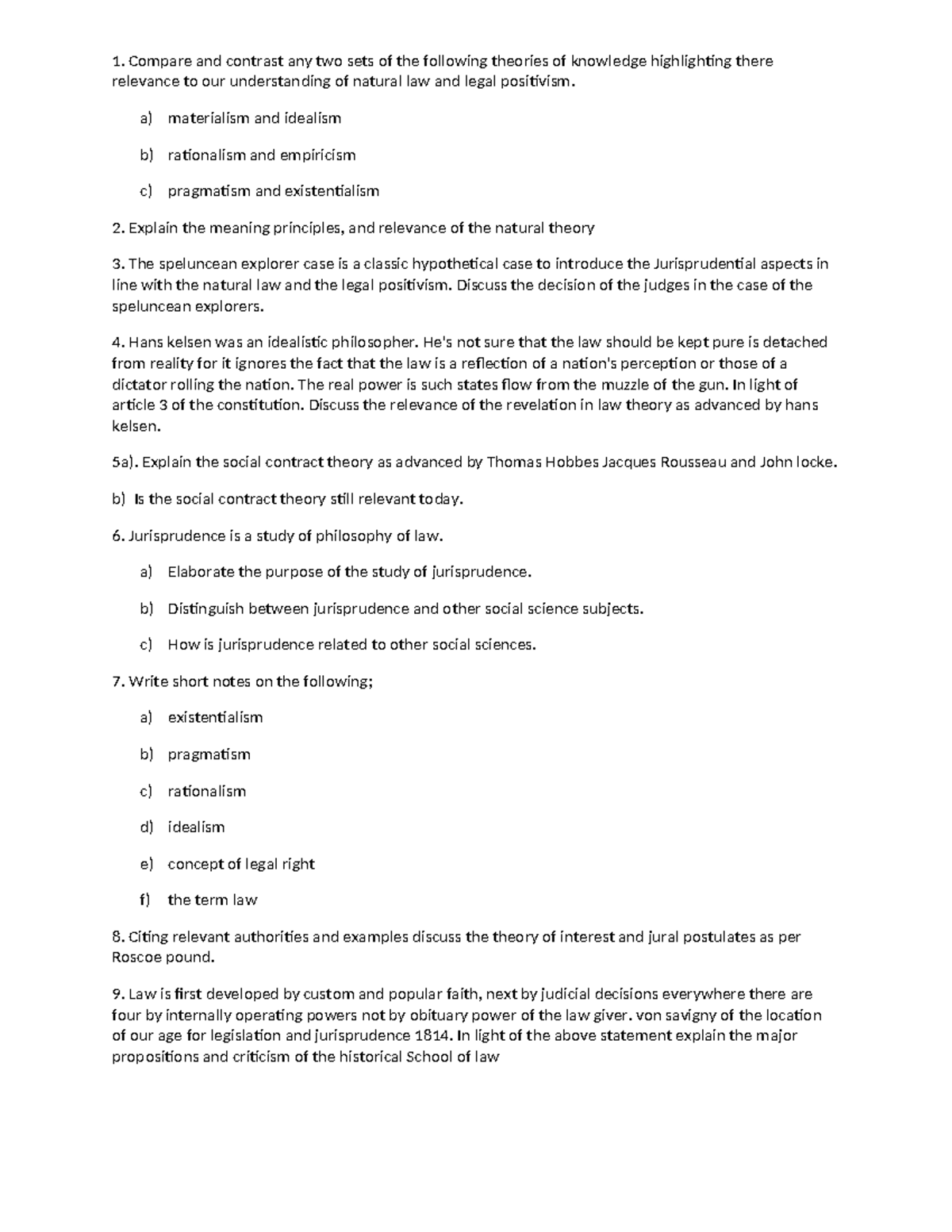 Jurisprudence Questions: Theories of Knowledge & Natural Law Analysis ...