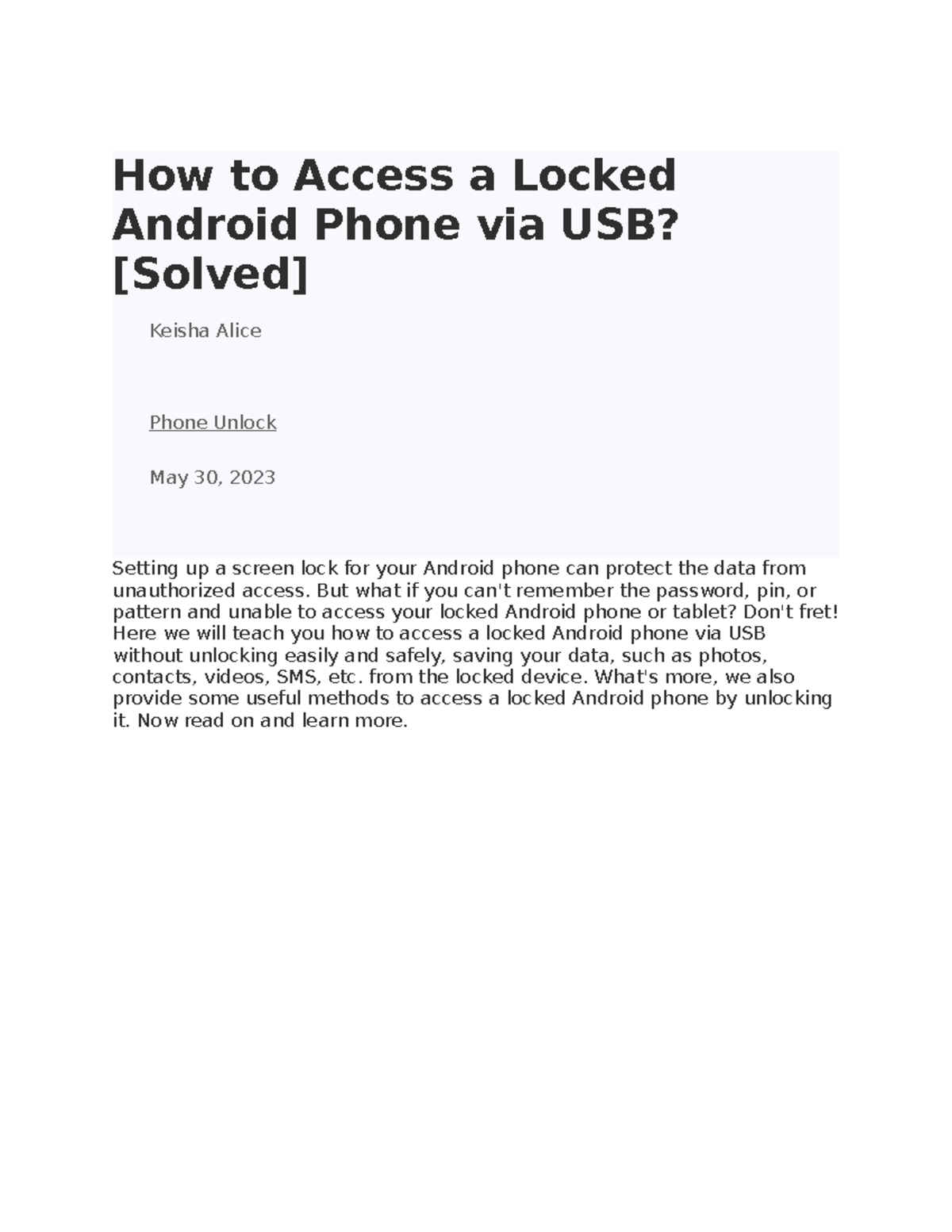 Accessing Locked Android Phone via USB: Unlocking Methods Explained ...
