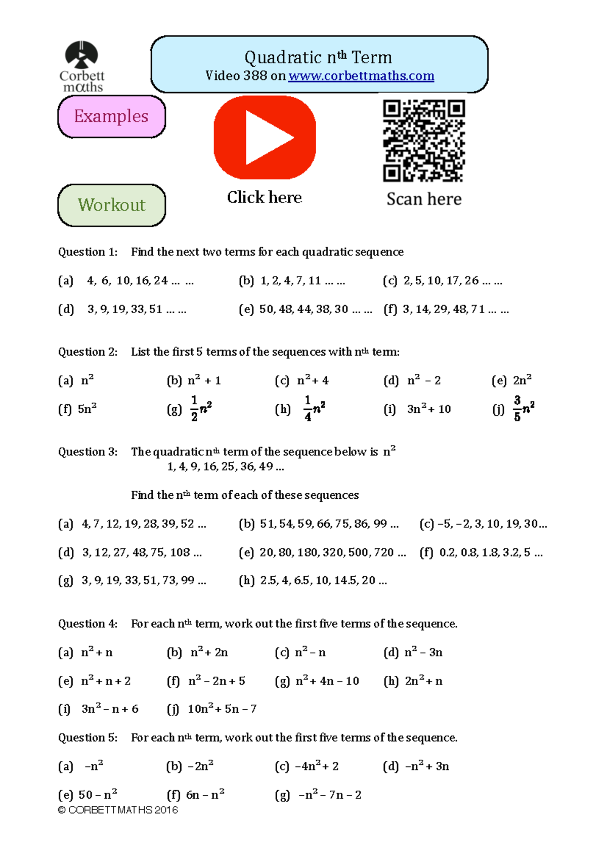 Quadratic nth Term Analysis and Exercises - Course Code 0000 - Studocu