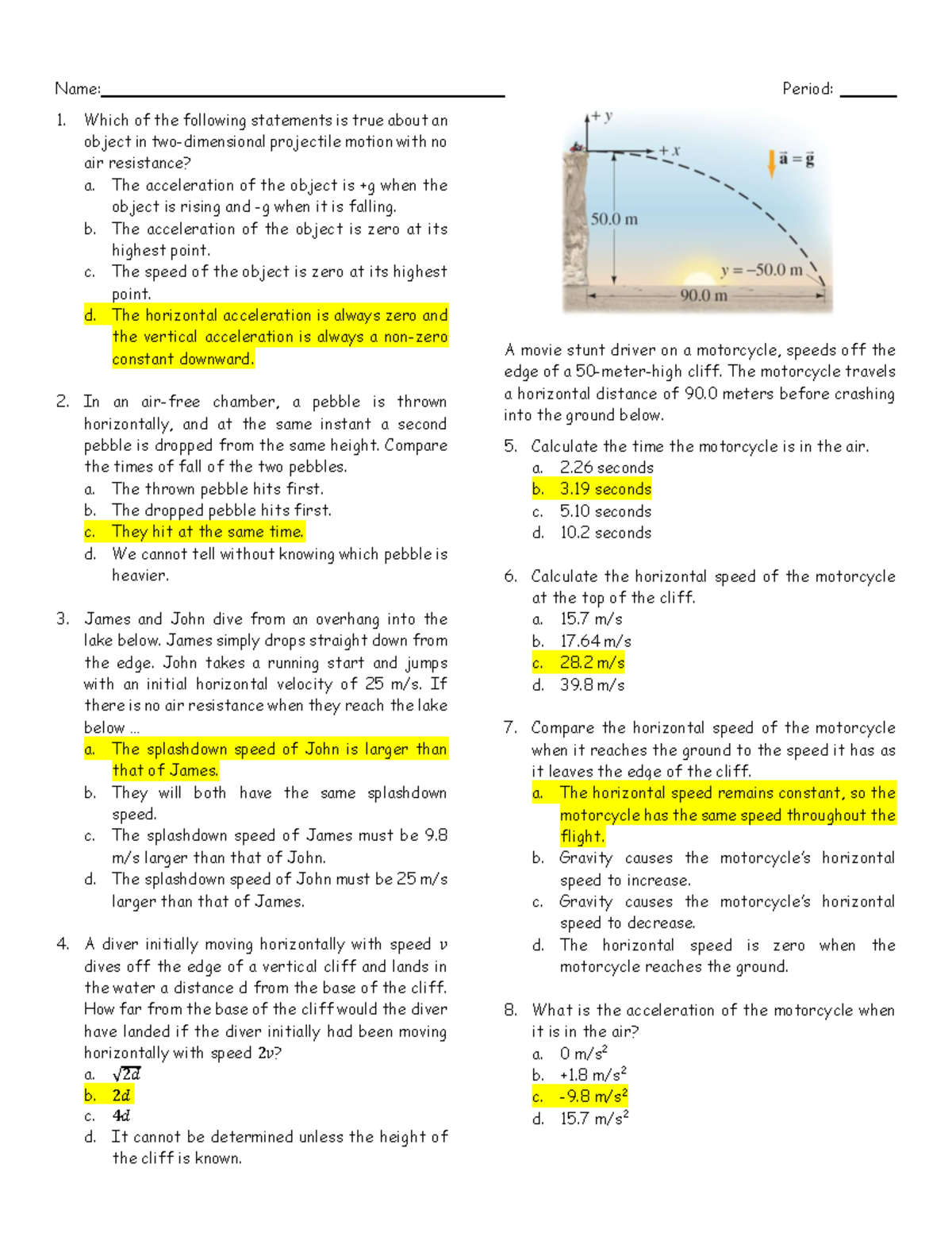 Motion+in+Two+Dimensions+Test+Review+%28Teacher+Version%29 - Name ...