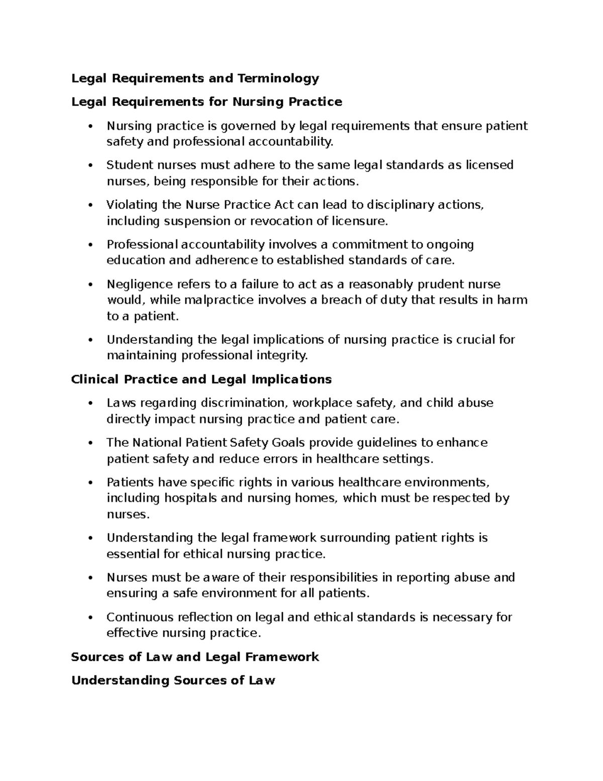 Legal Requirements and Ethical Standards in Nursing Practice (NUR 101 ...