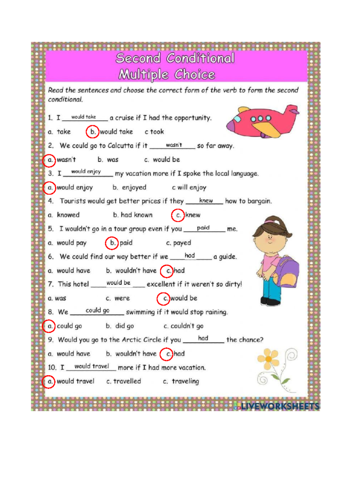 Second Conditional Exercise MCQ for English Grammar - Studocu