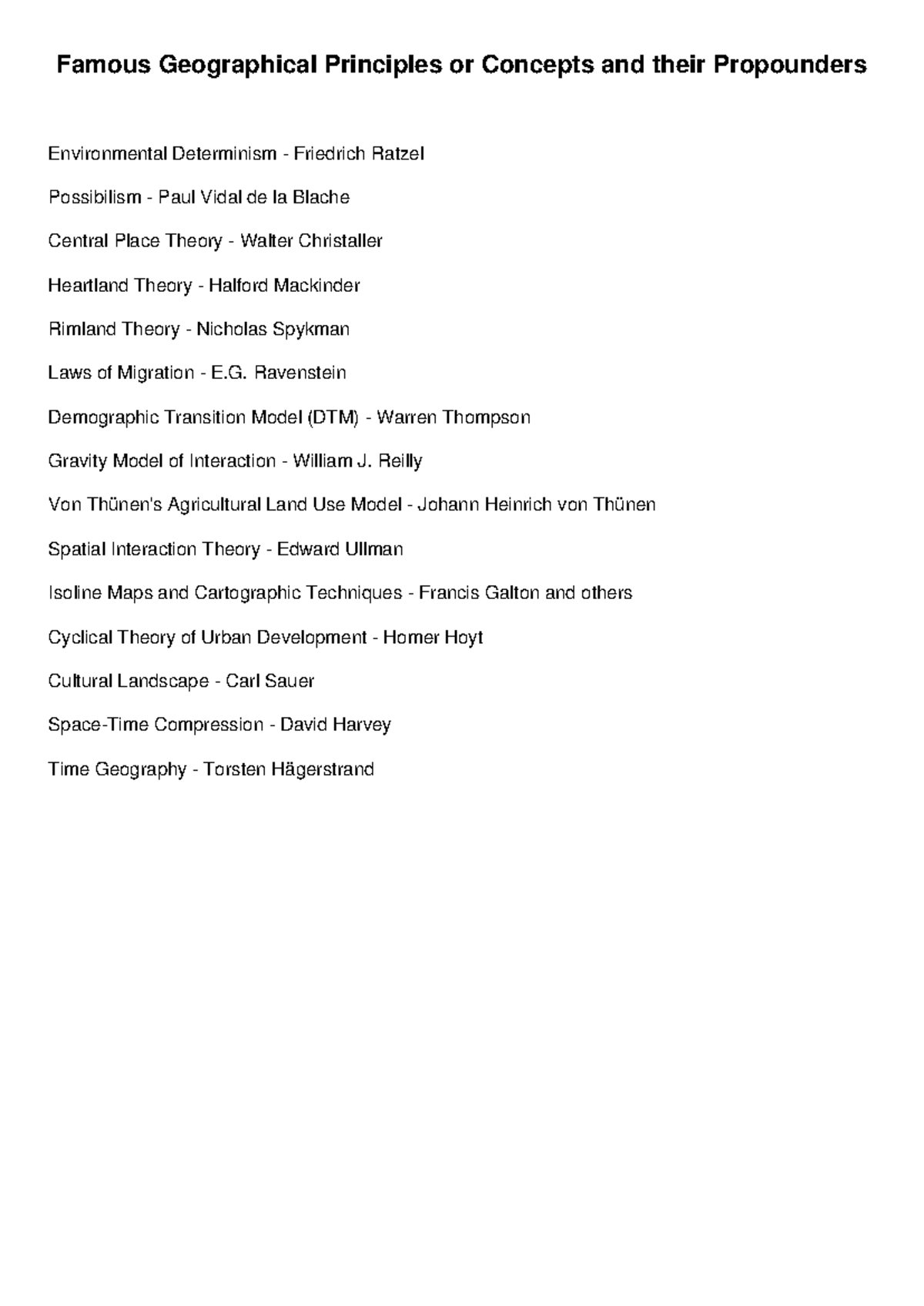 Geographical Principles and Propounders - Famous Geographical ...