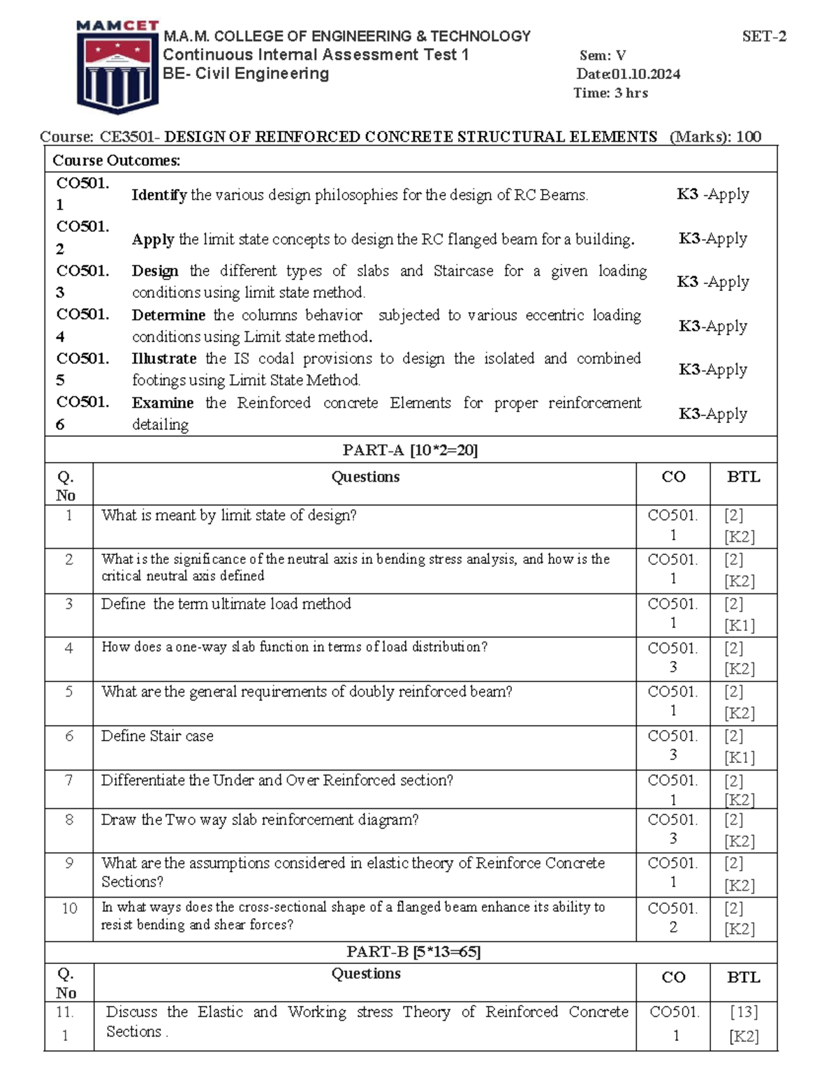 DR CE CIA SET-2 - good - M.A. COLLEGE OF ENGINEERING & TECHNOLOGY SET ...