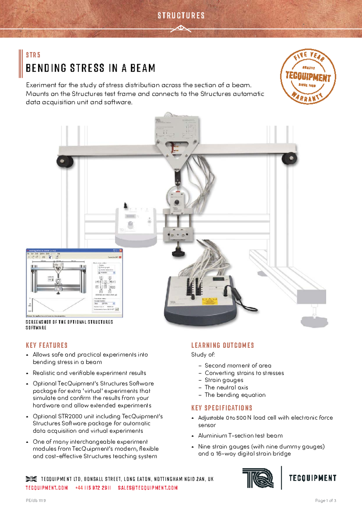 STR5 Bending Stress Experiment Datasheet for Structures Testing - Studocu