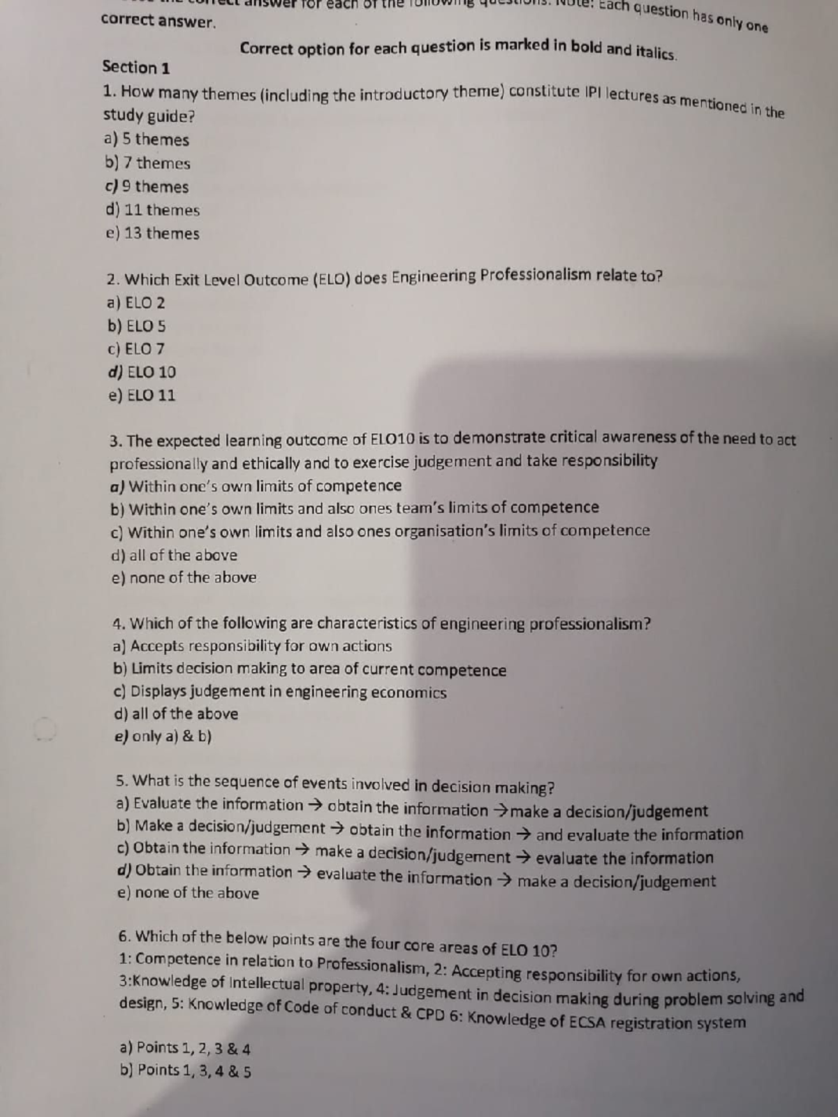 ECSA Quiz Notes: Sem Test 1 2019 Memo Study Guide - Studocu