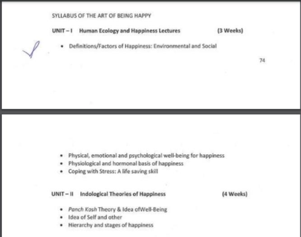 The Art of Being Happy Syllabus (Course Code: AOBH-101) - Studocu