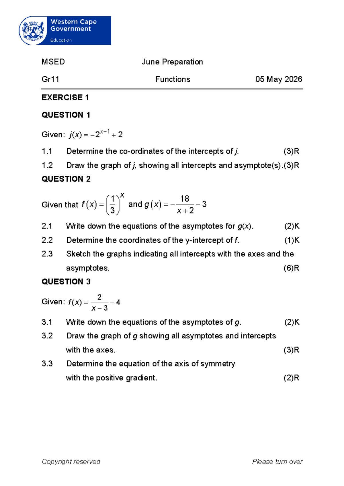 MSED 2026 Functions Exam Preparation: Key Questions & Exercises - Studocu