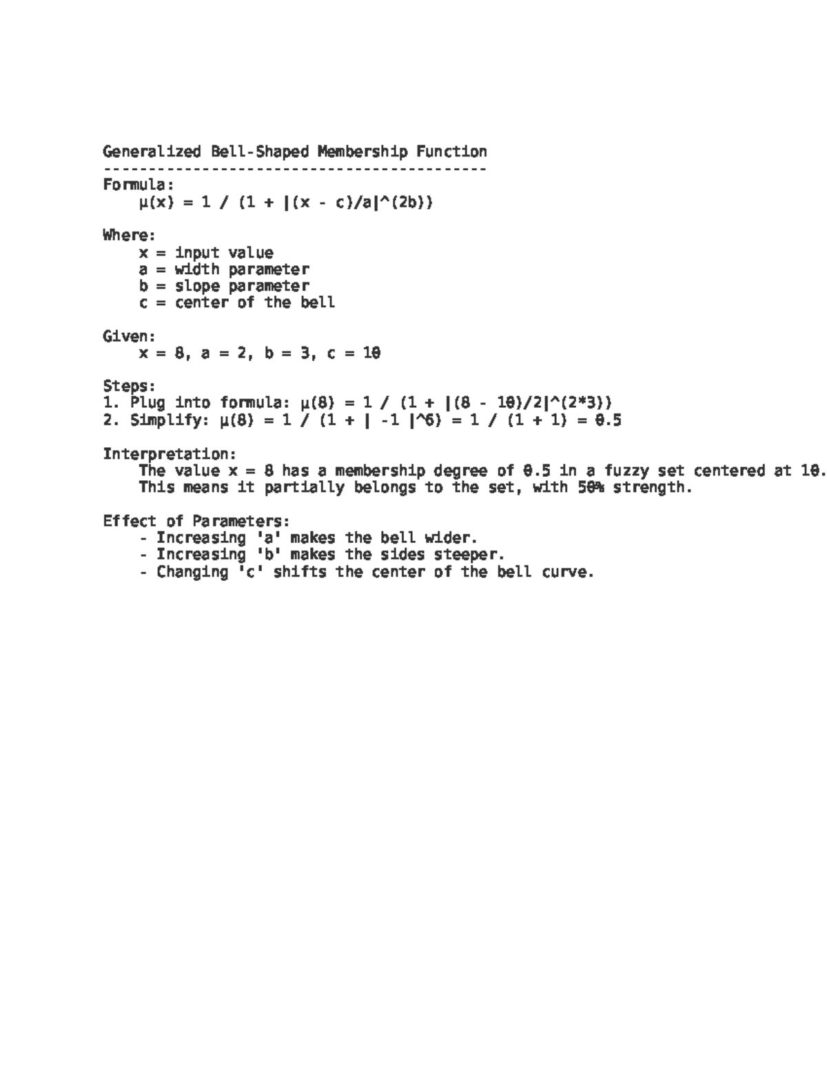 Generalized Bell Function Analysis: Membership Degree & Parameters ...