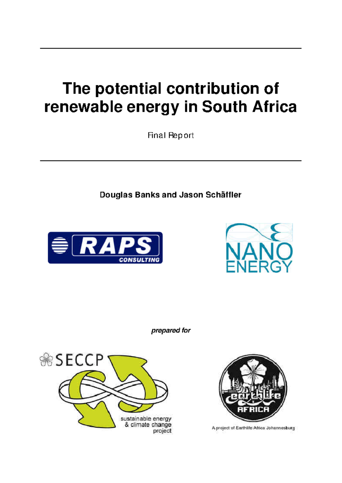 The Potential Contribution of Renewable Energy in South Africa: Final ...