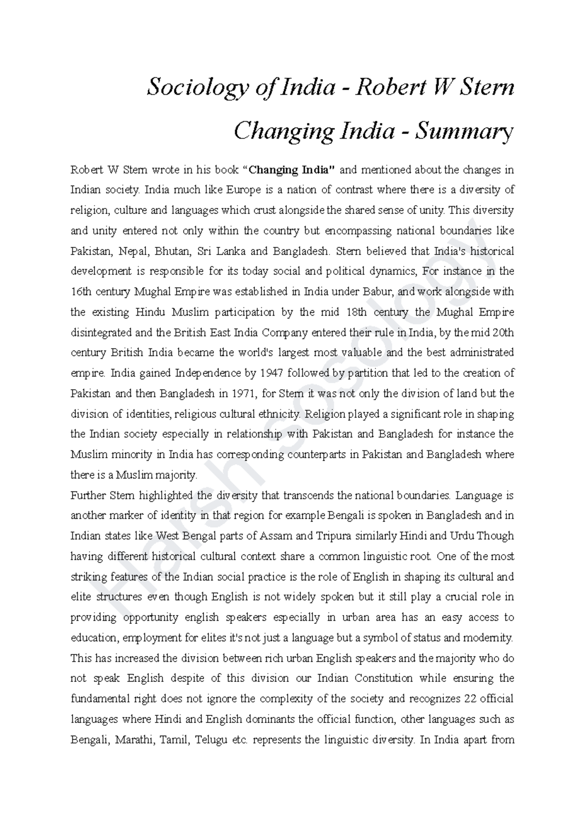 Sociology of India - Robert W Stern - Harsh sosology Sociology of India ...