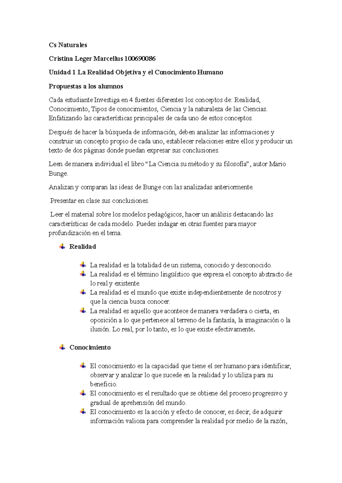 Cs Naturales 100690086 Unidad 1: La Realidad Objetiva y el Conocimiento ...