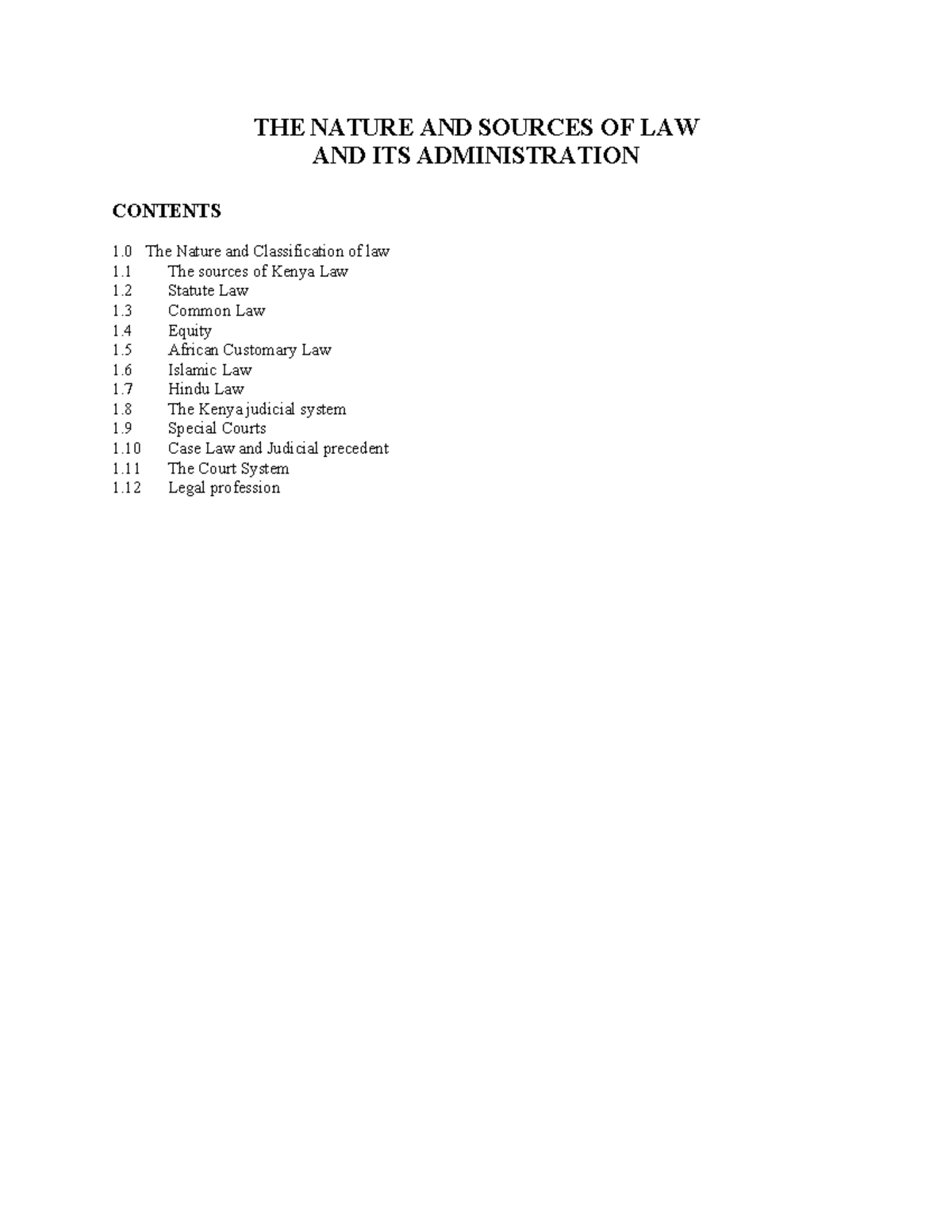 Lesson 1: Nature and Sources of Law in Kenya - Overview and ...