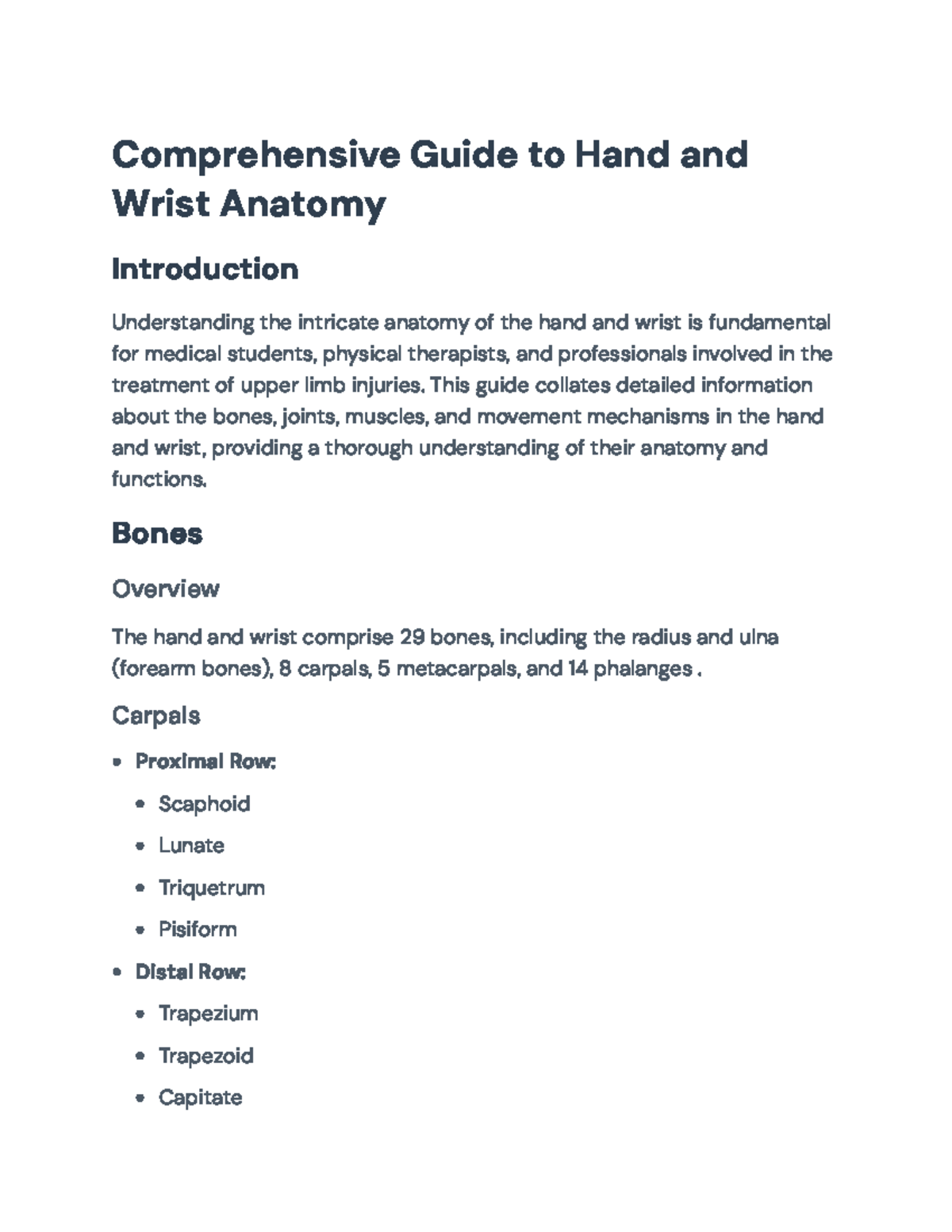Comprehensive Anatomy Guide: Hand and Wrist Overview for Students ...
