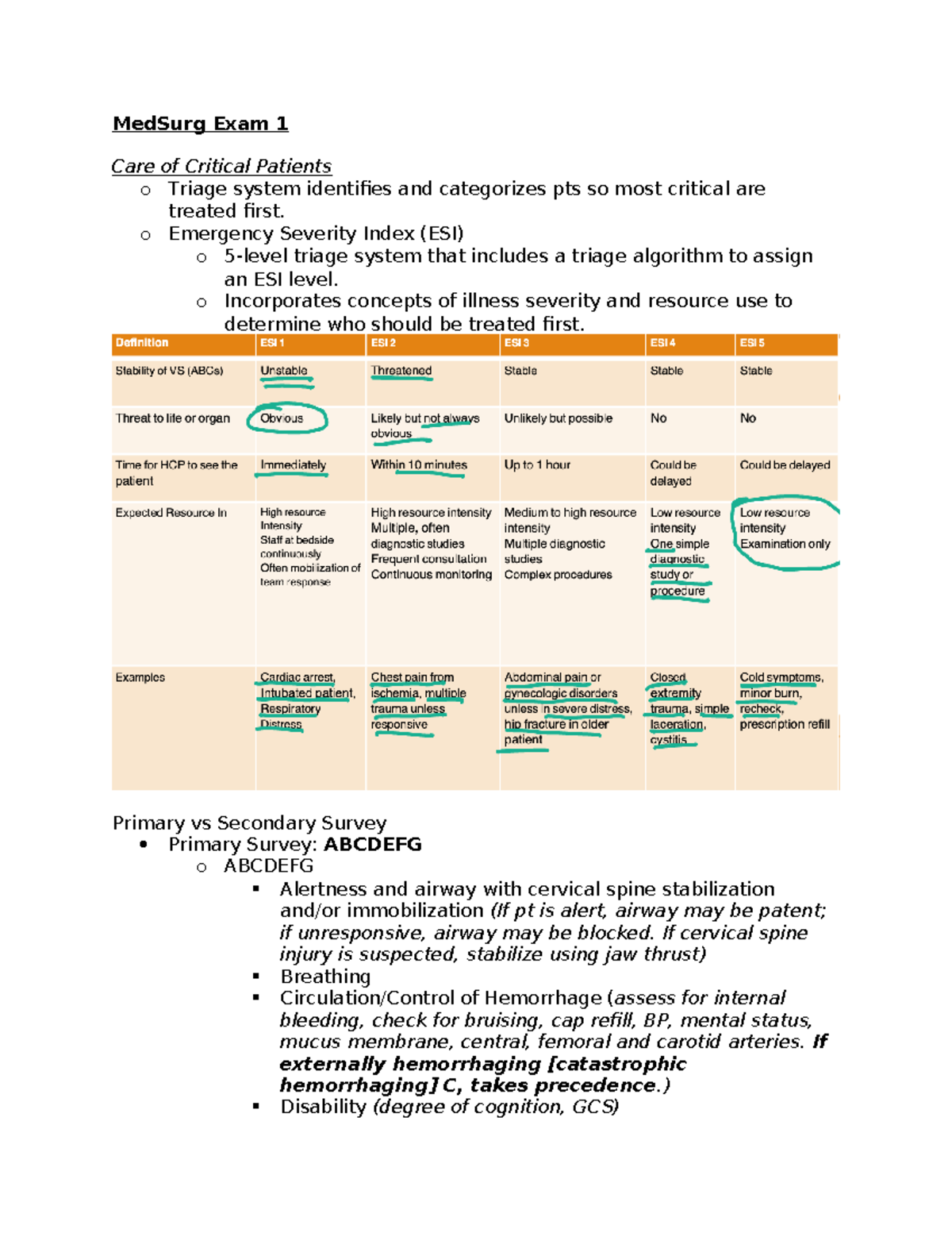 Med Surg Exam 1 - Study guide based on material covered - MedSurg Exam ...