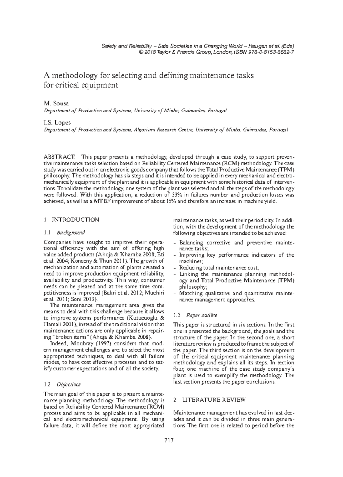 A Methodology for Selecting Maintenance Tasks in Critical Equipment ...