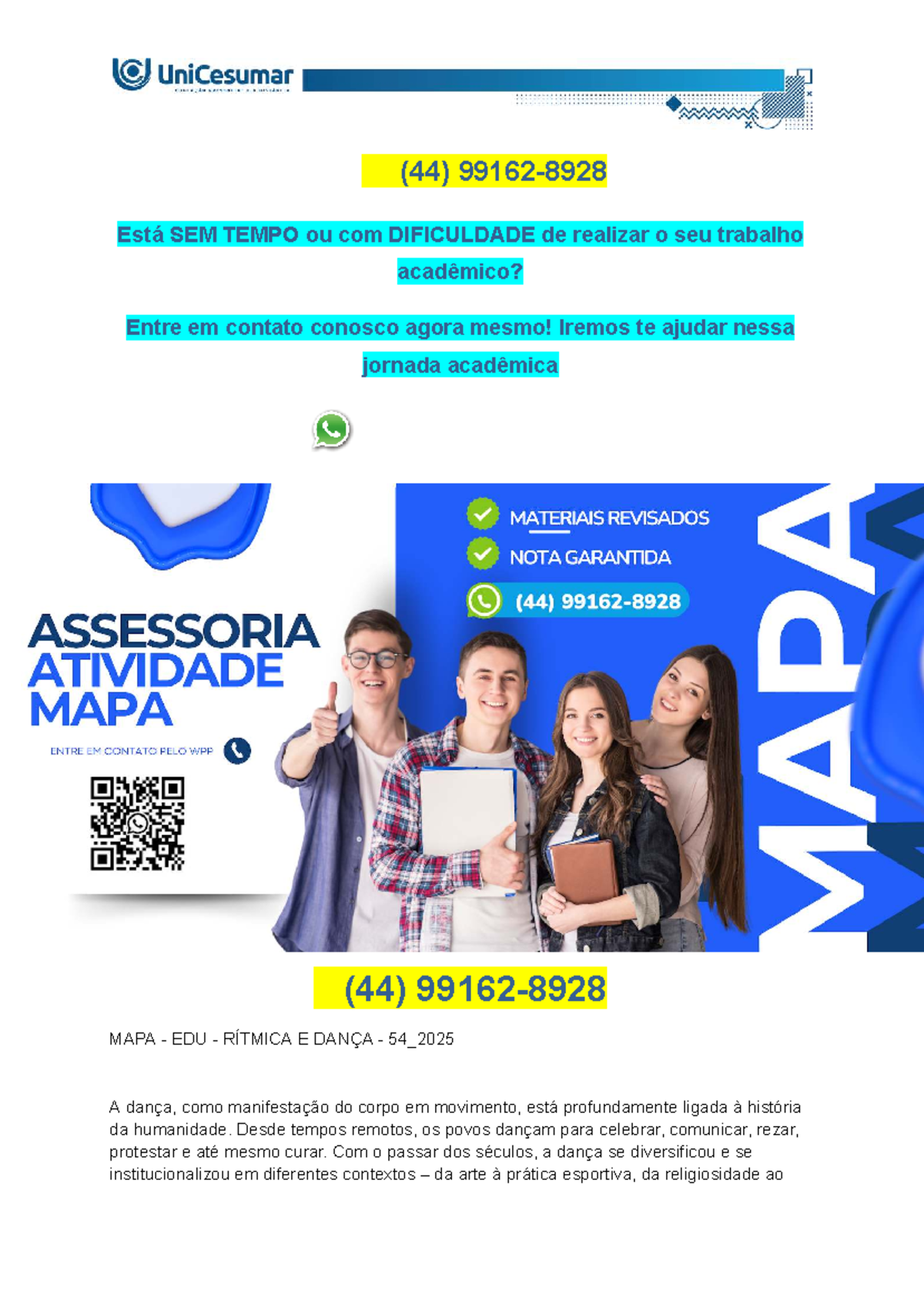 Atividade De Dança Compreensão E Prática Na Edu Rítmica E Dança Studocu