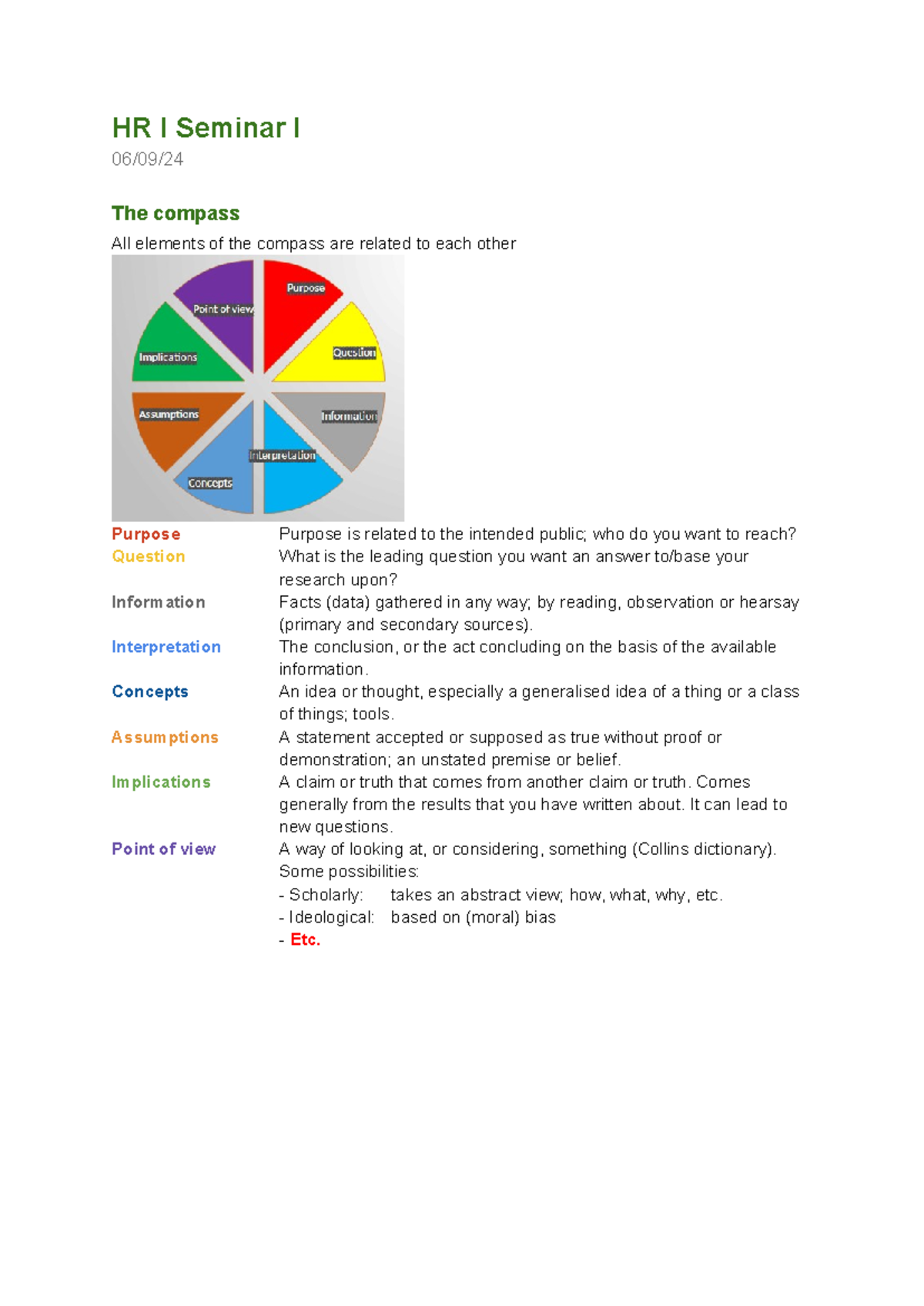 HRI 101 - Seminar I: Understanding the Compass Framework - Studeersnel