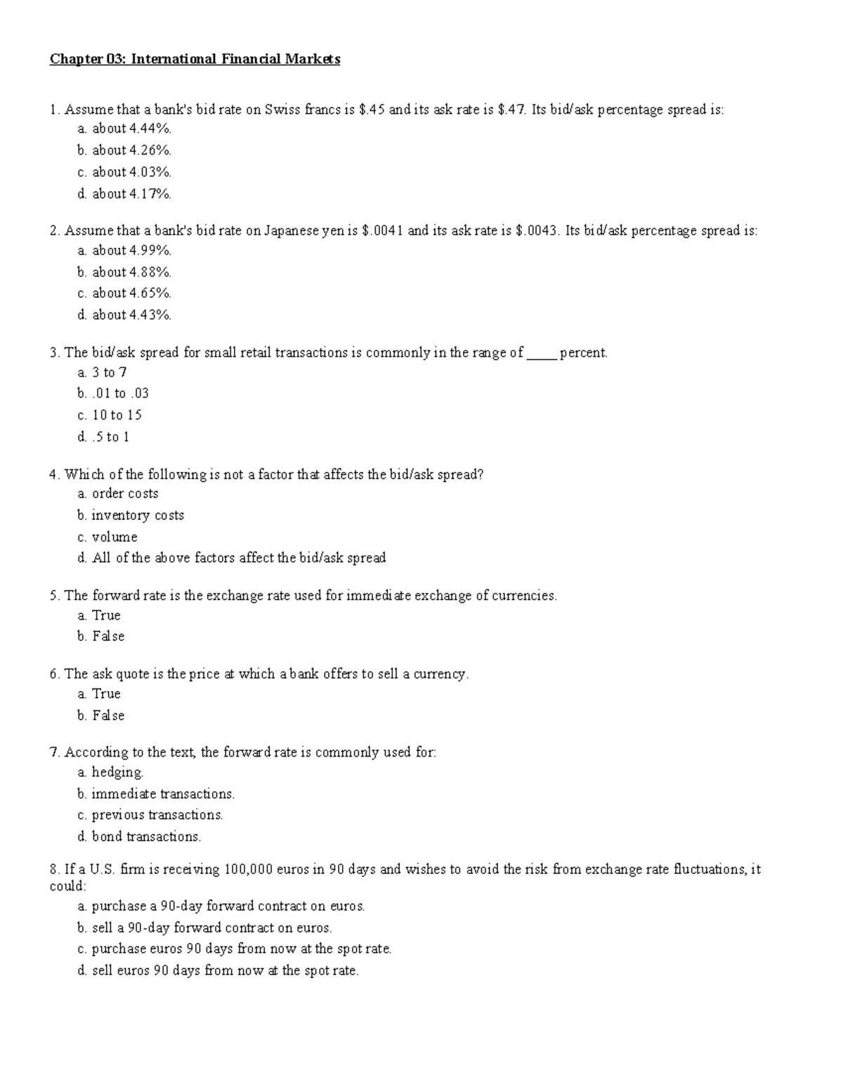Chapter 03: International Financial Markets - Study Guide (Madura 13e ...