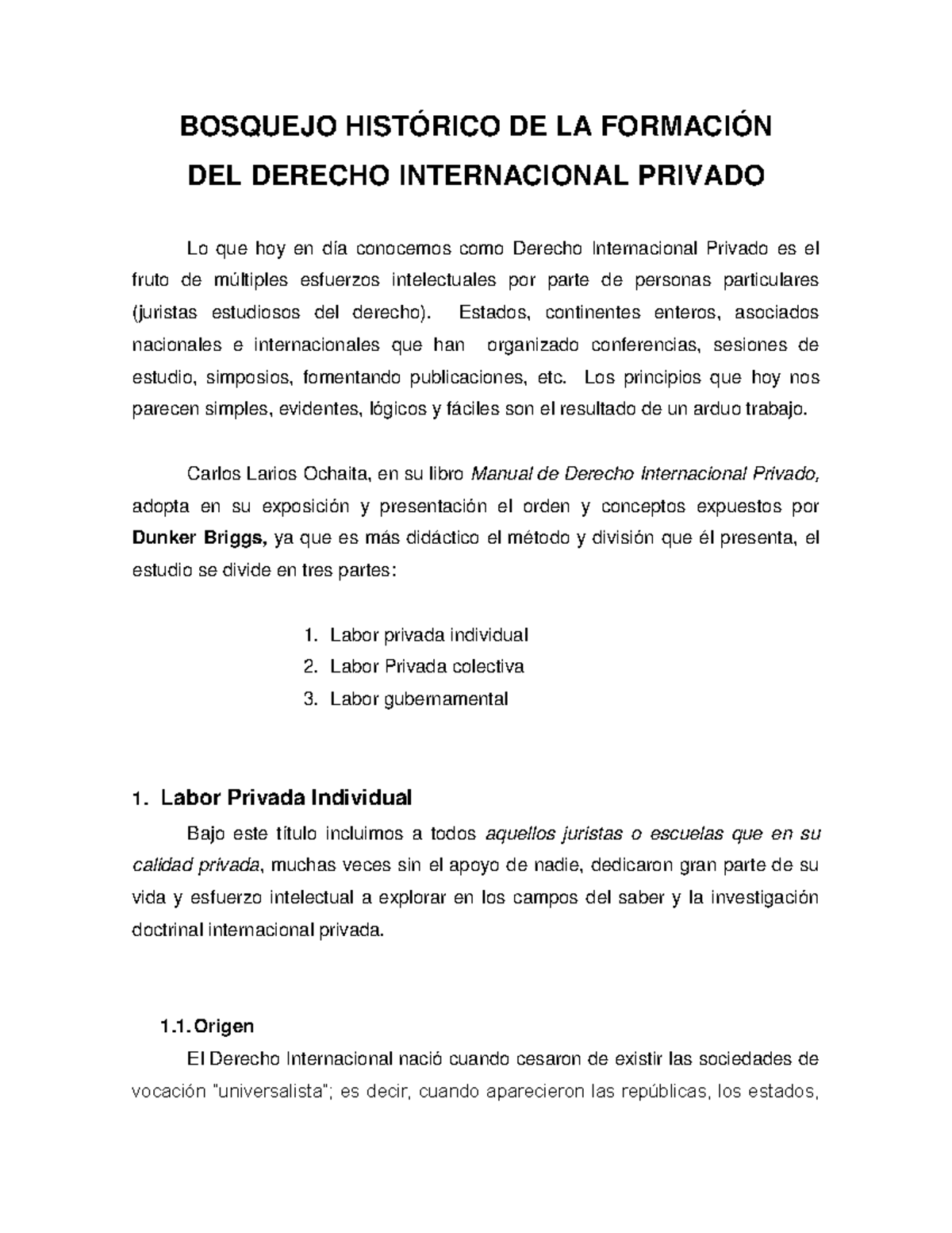 BOSQUEJO HISTÓRICO DEL DERECHO INTERNACIONAL PRIVADO (DIP) - Document Preview