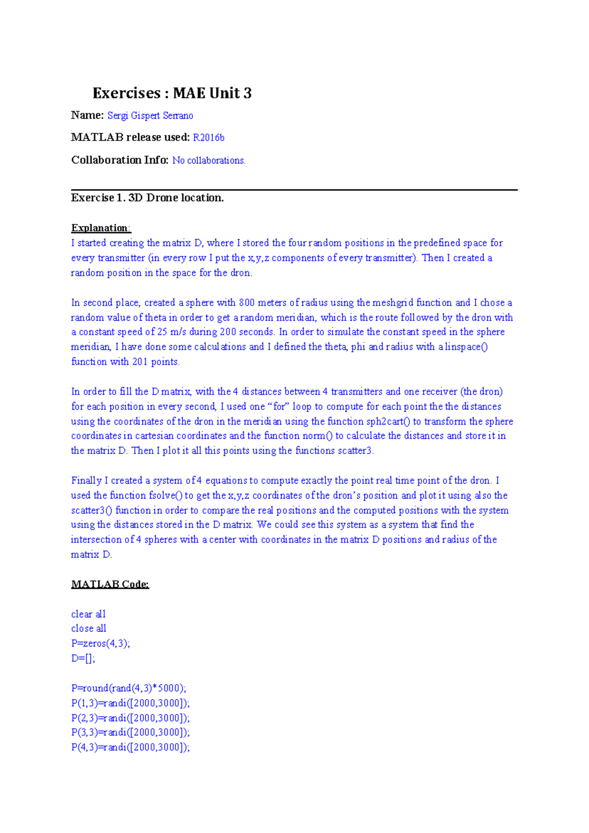 MAE Unit 3 Exercises: 3D Drone Localization & Fading Channel Stats - Document Preview