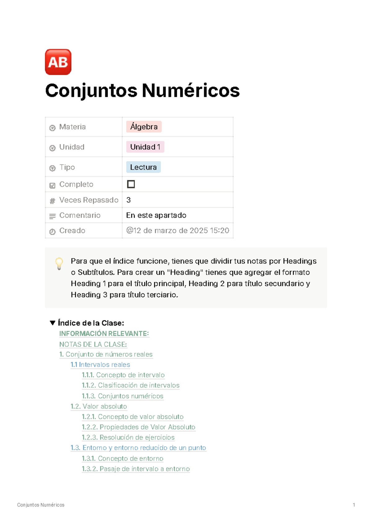 Conjuntos Numéricos en Álgebra - Unidad 1: Lectura Completa - Studocu