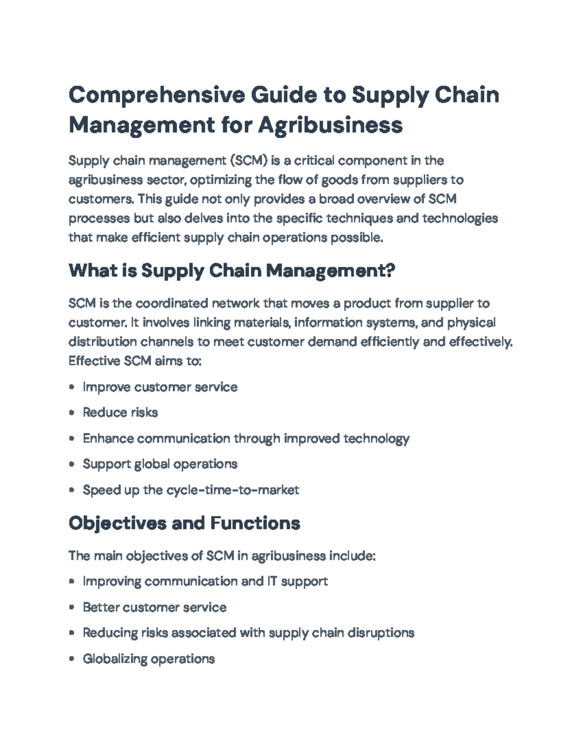 Supply Chain Management Guide for Agribusiness (SCM 101 ...