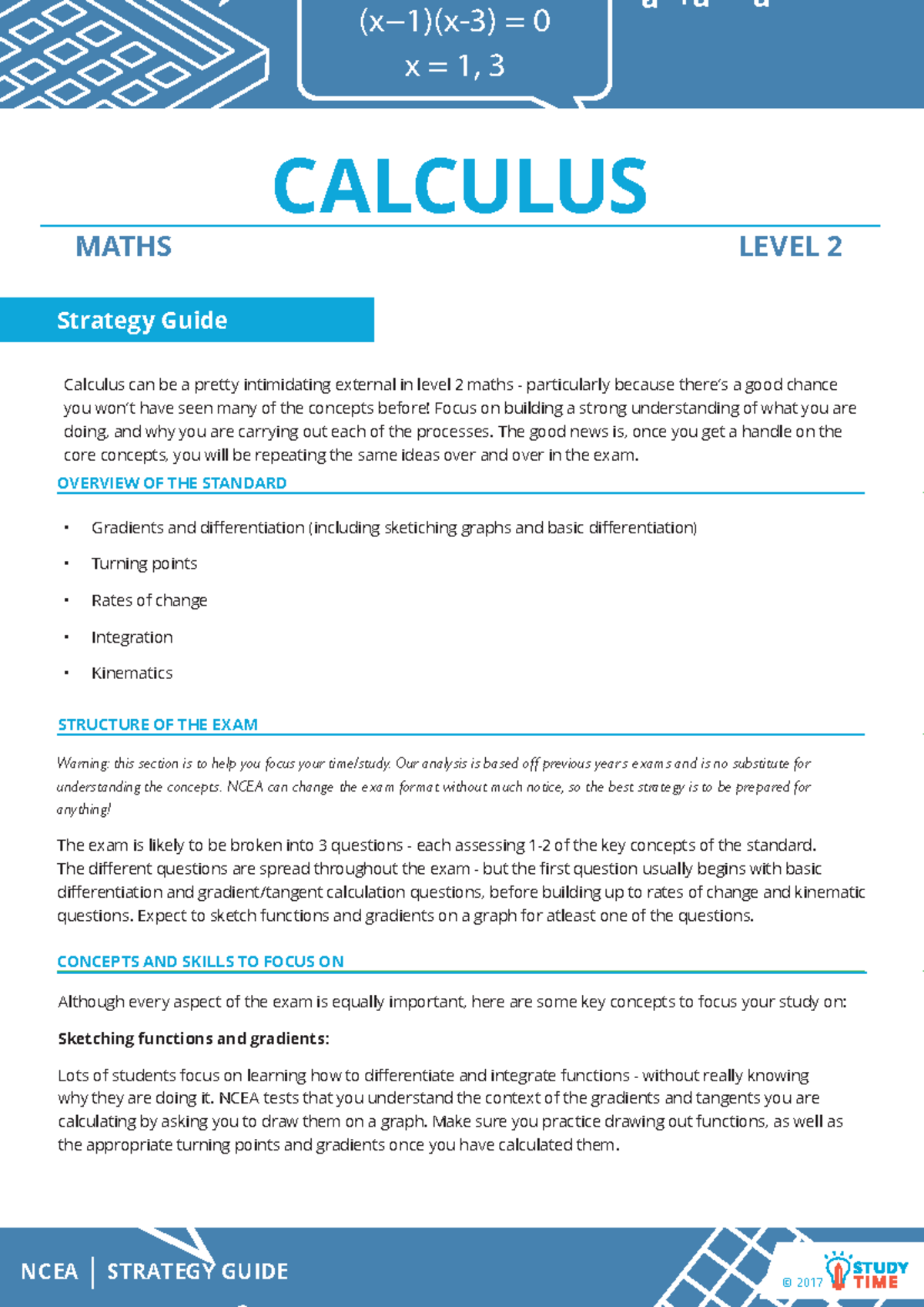 Level 2 Maths Strategy Guide Calculus - © 2017 a m +a n = a m+n ...
