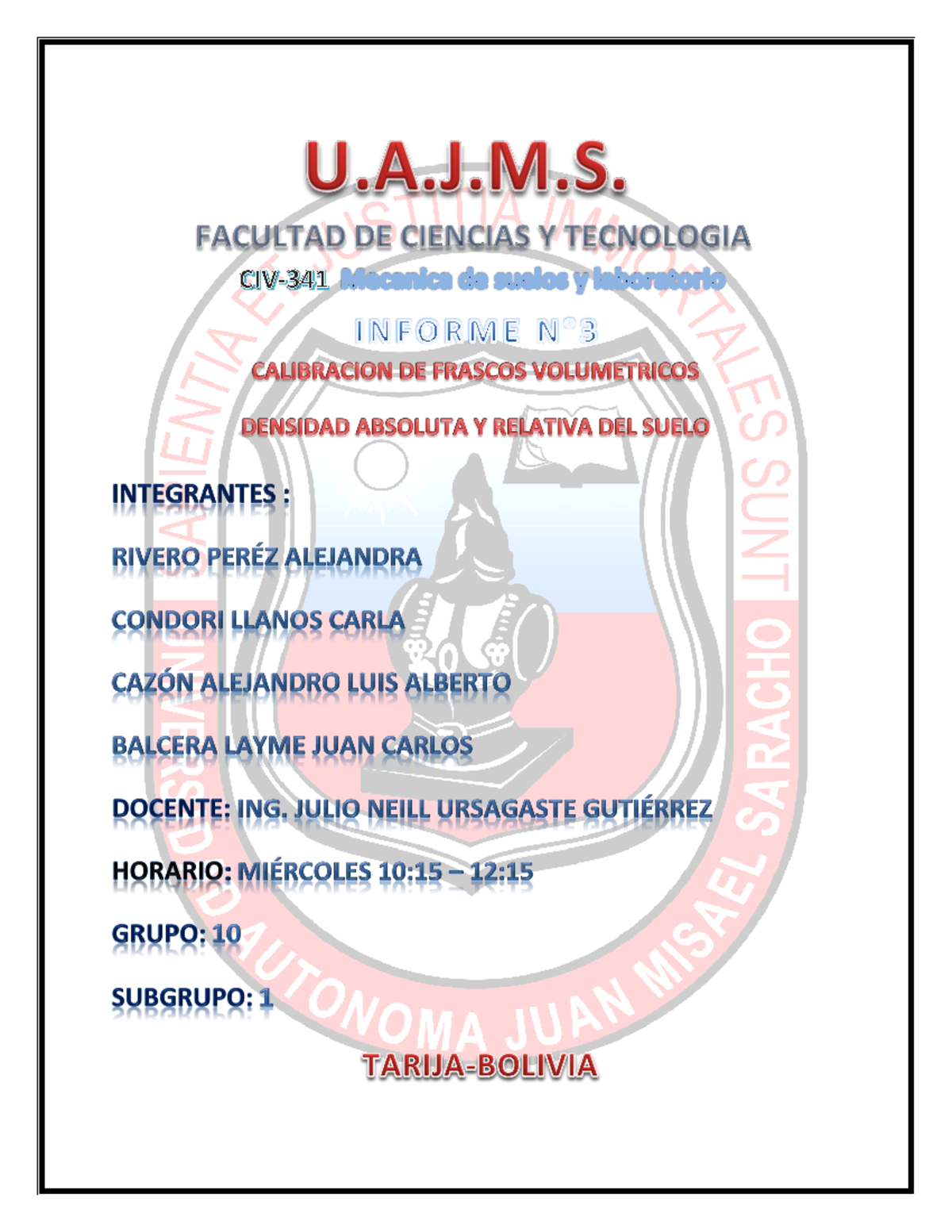 Informe Práctico 3: Densidad Absoluta y Relativa del Suelo - Document Preview