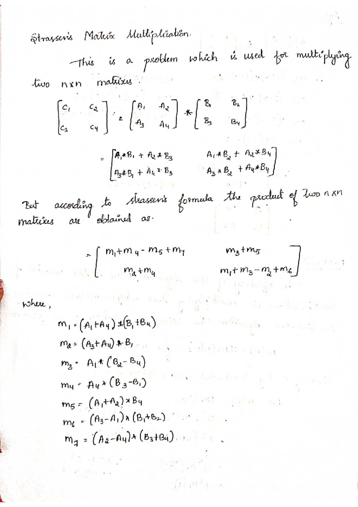 Strassen's Matrix Multiplication & Topological Sorting Notes (Module 2c ...
