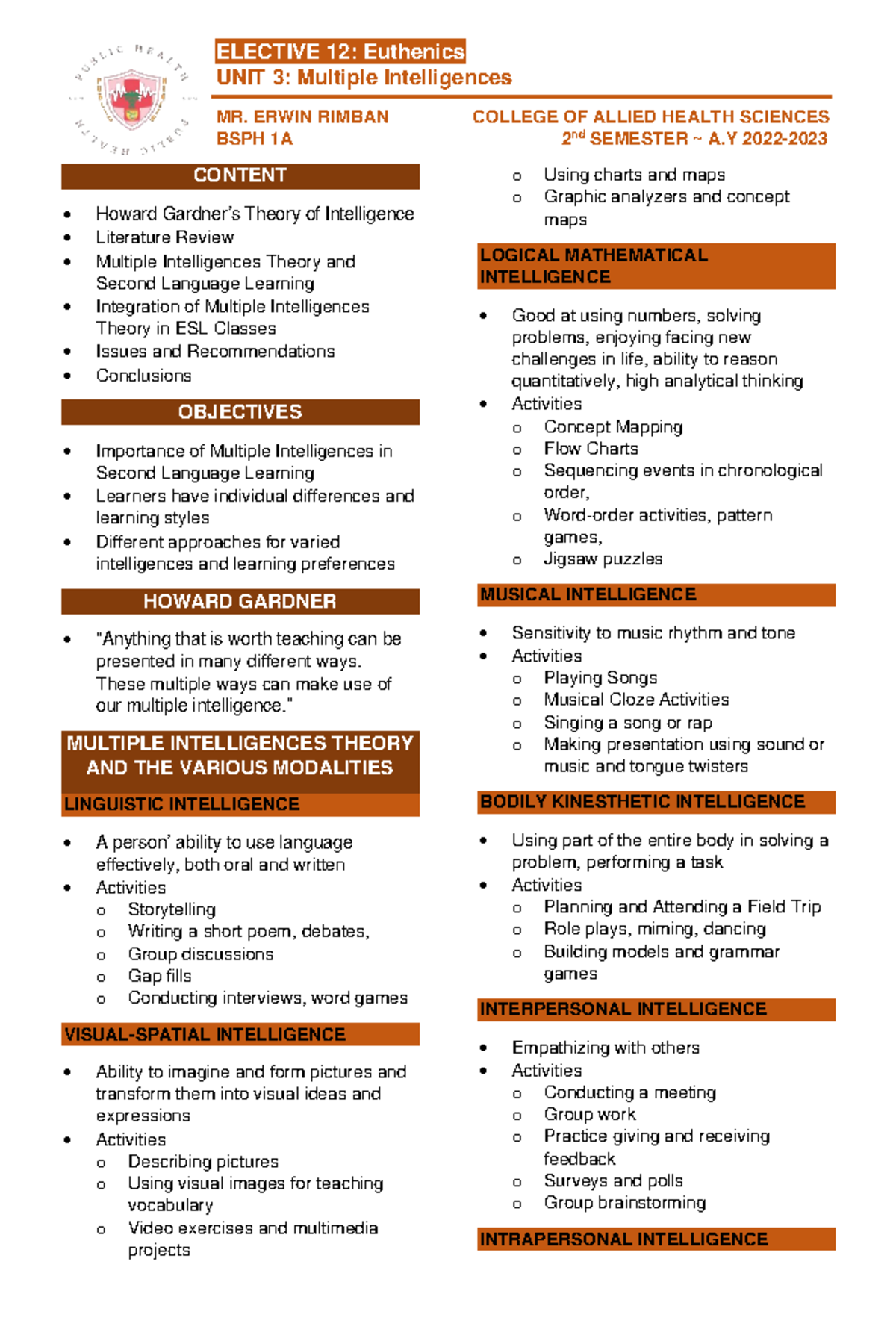 Euthenics UNIT 3 Transes - ELECTIVE 1 2 : Euthenics UNIT 3 : Multiple ...