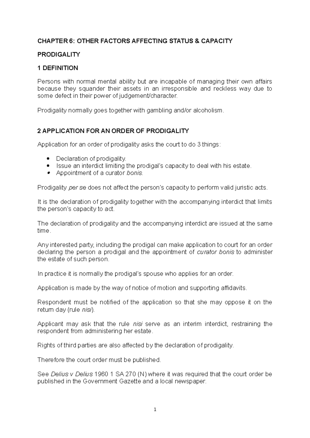 CH 6 Prodigality - Overview of Status & Capacity Limitations - Studocu
