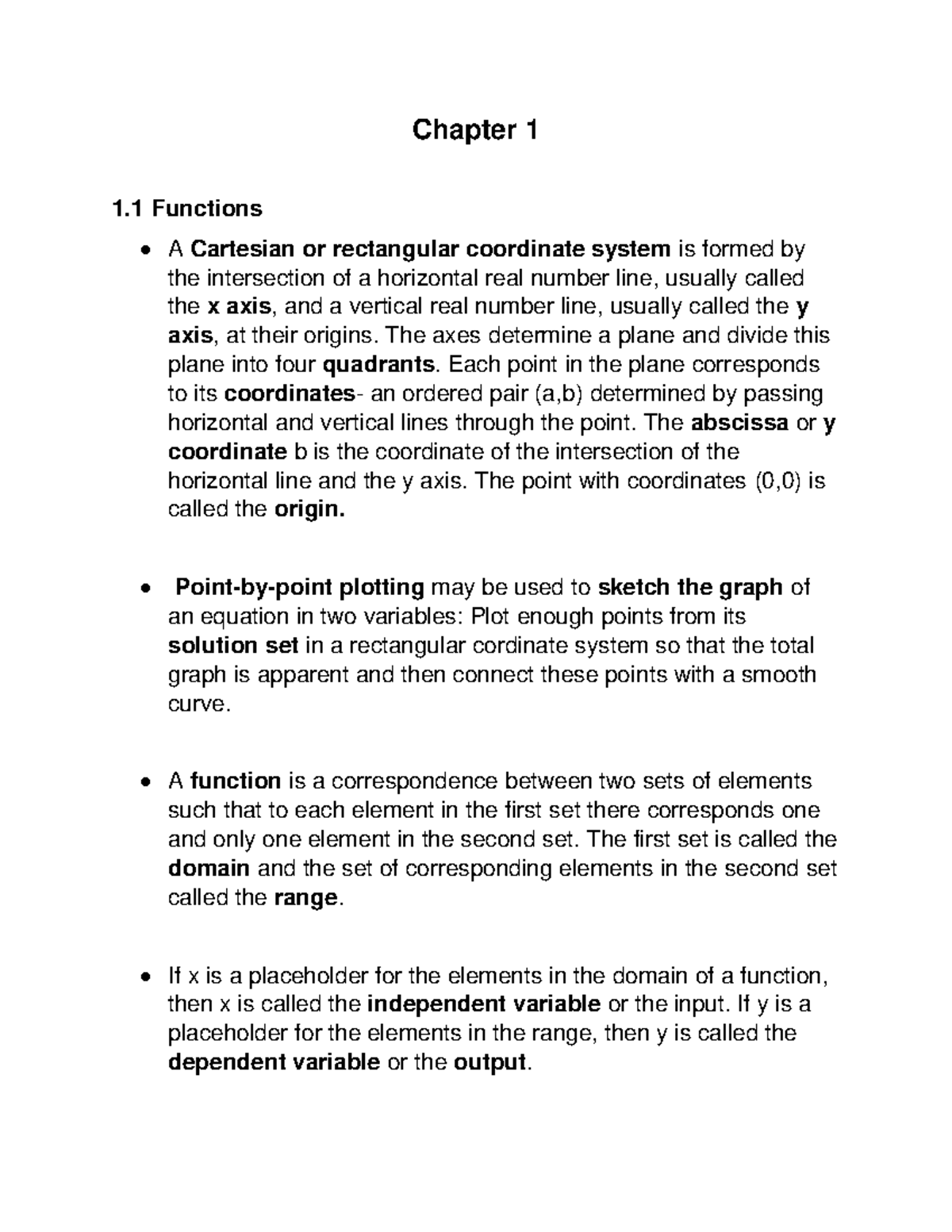 MTH101 - Lecture Notes: Chapter 1 - Functions & Graphs Overview - Studocu