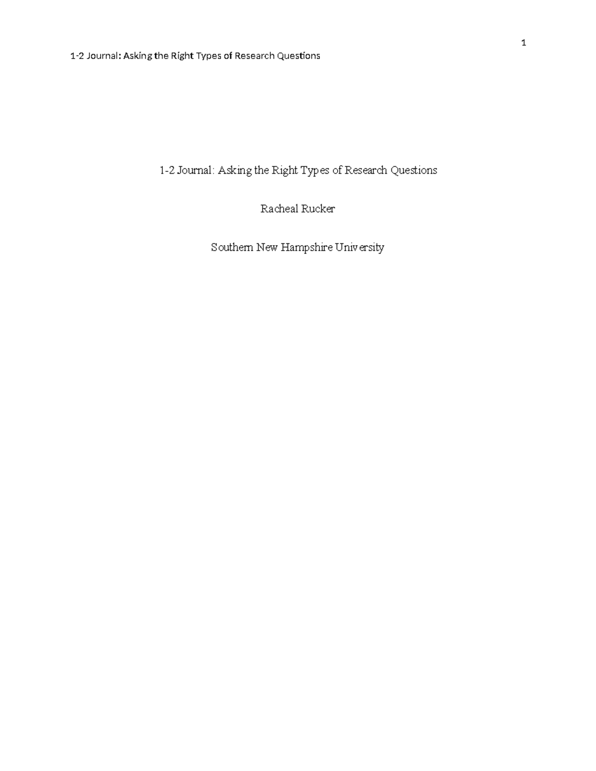 1-2 Journal on Formulating Effective Research Questions in Human ...