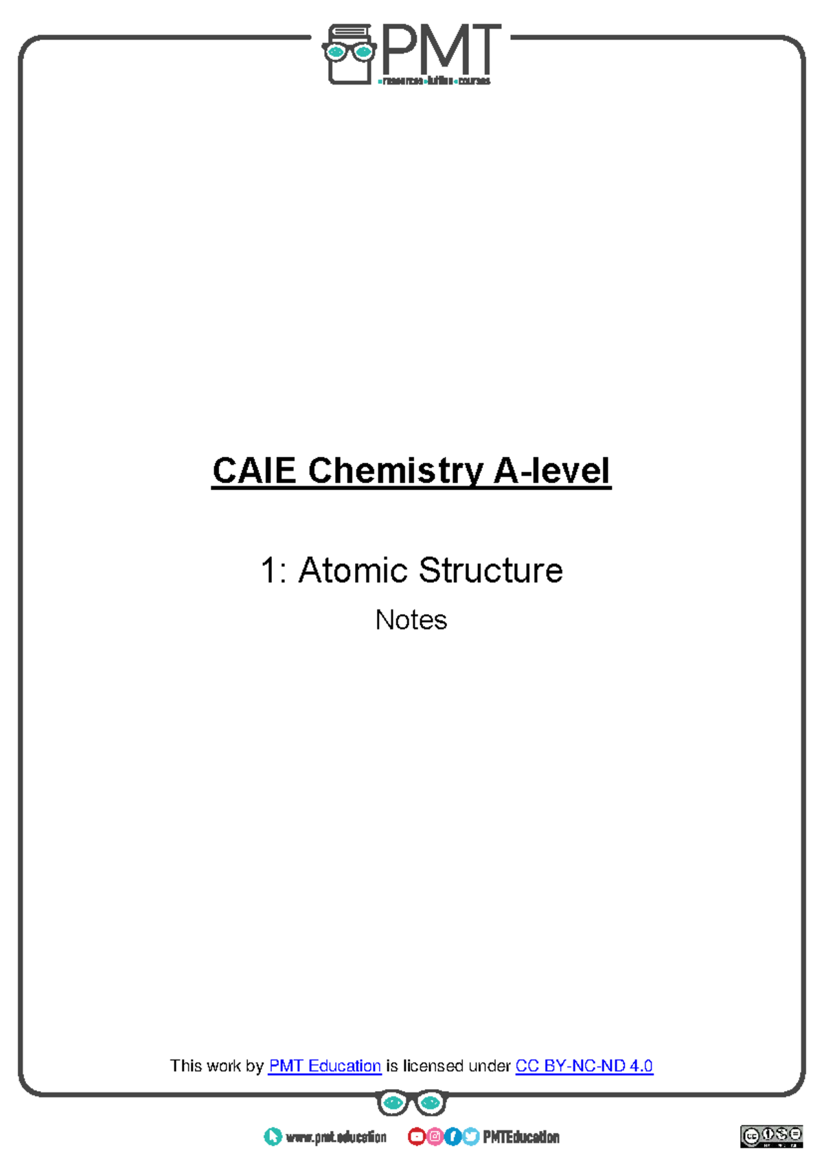 CAIE Chemistry 1: Atomic Structure - Chapter Summary Notes - Studocu