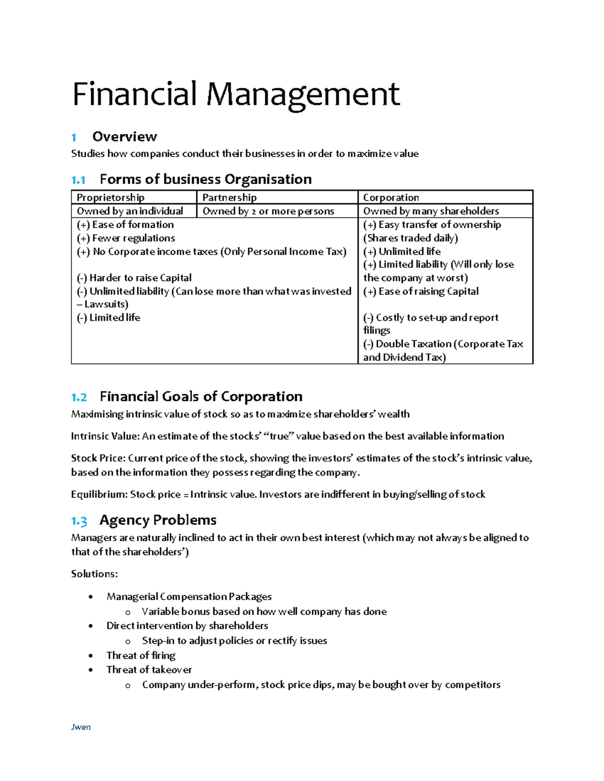 FM 1 Financial Management Overview - Key Concepts and Principles - Studocu